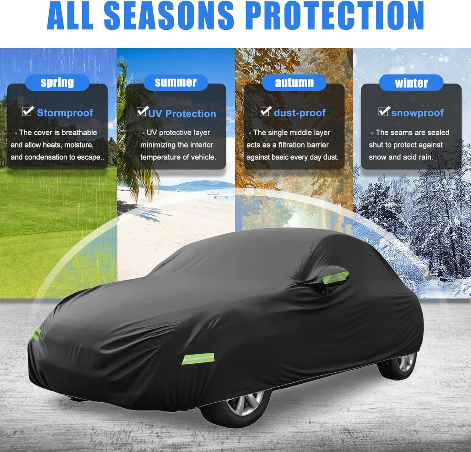 X AUTOHAUX Car Cover for Volkswagen New Beetle 1998-2019 Outdoor Full Car Cover All Weather Protection with Zipper Black image number 3