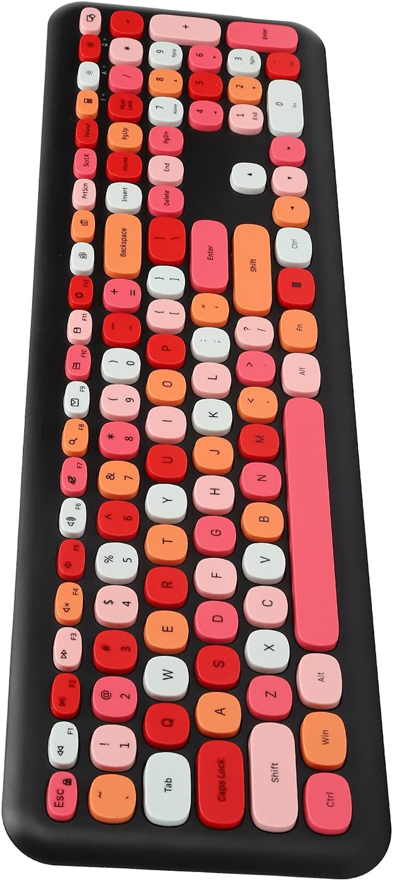 Wireless Keyboard and Mouse Combo, 2.4G Slim Full Size Colorful Keyboard Mouse Set, 110 Keys Cute round Retro Typewriter Keyboard for Computer, PC, Notebook, Laptop(Black) image number 4