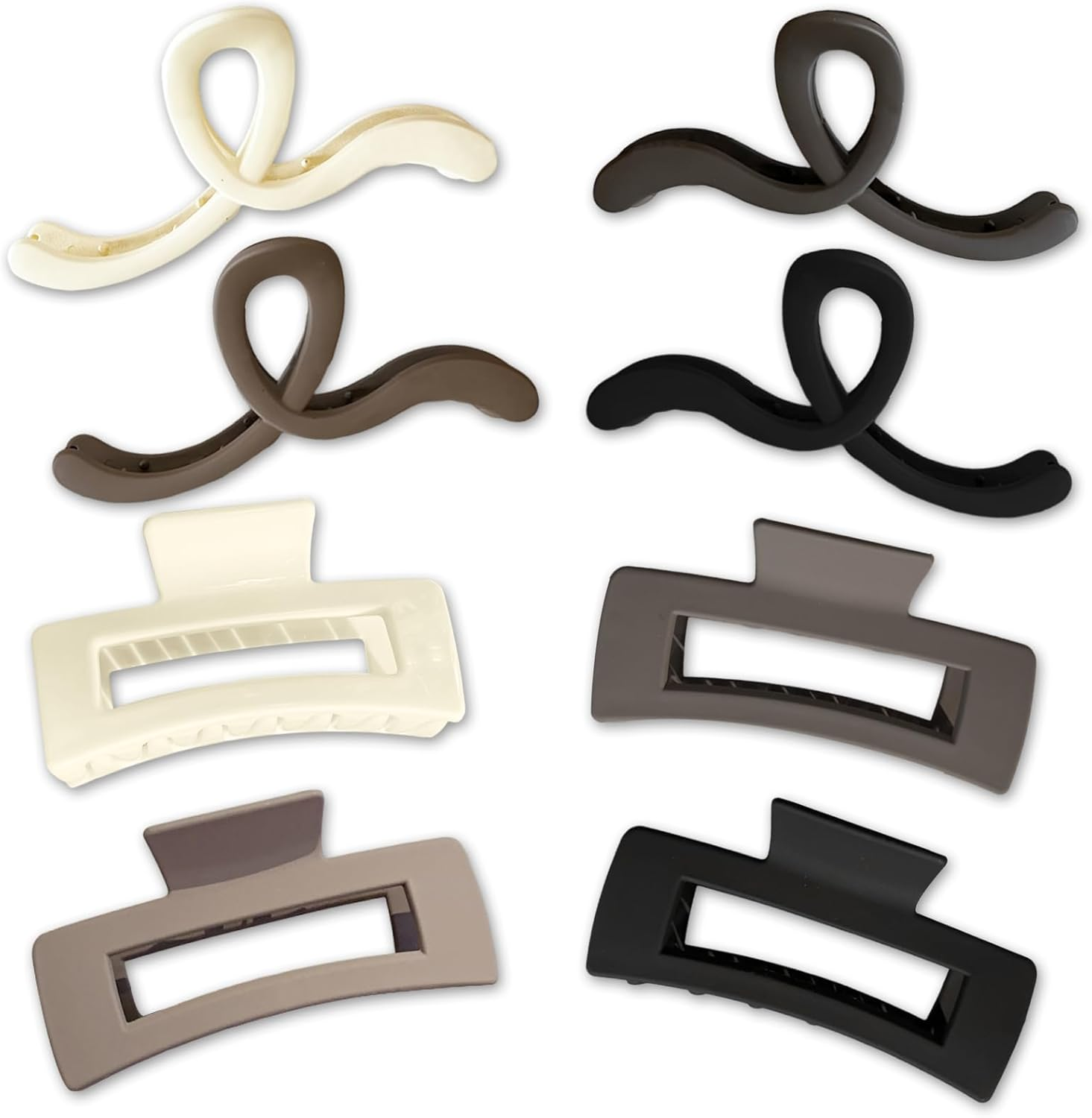 8Pcs Matte Hair Clips 4.33 Inch Hair Claw Clips Medium Women and Girls Hair Clips Versatile Commuter Rectangular Claw Clips Hairstyle Accessories Suitable for Women'S Thin and Medium Thick Curly Hair image number 1