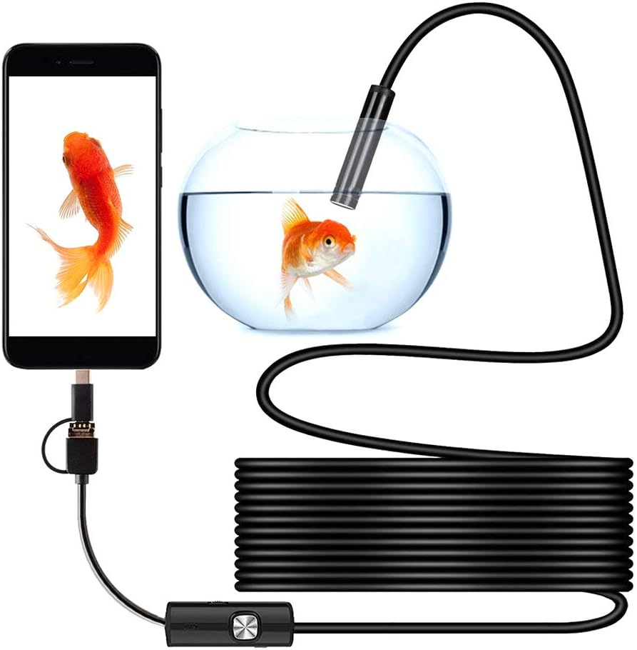 USB Wireless Endoscope, HD Semi-Rigid Wifi Borescope Inspection Camera Waterproof Snake Camera for Android & Ios Smartphone (10M, Rigid Line)