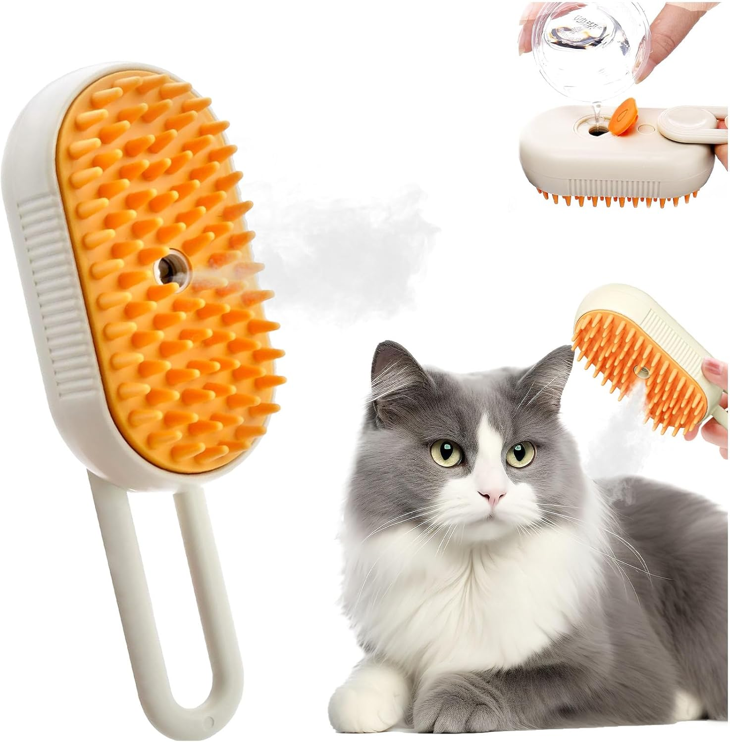 Cat Brush with Steam, 3-In-1 Steam Brush Cat, Steam Cat Cleaning Brush, Multifunctional Dog Steam Brush, Self Cleaning Steamy Cat Brush, for Cats and Dogs for Hair Removal image number 5