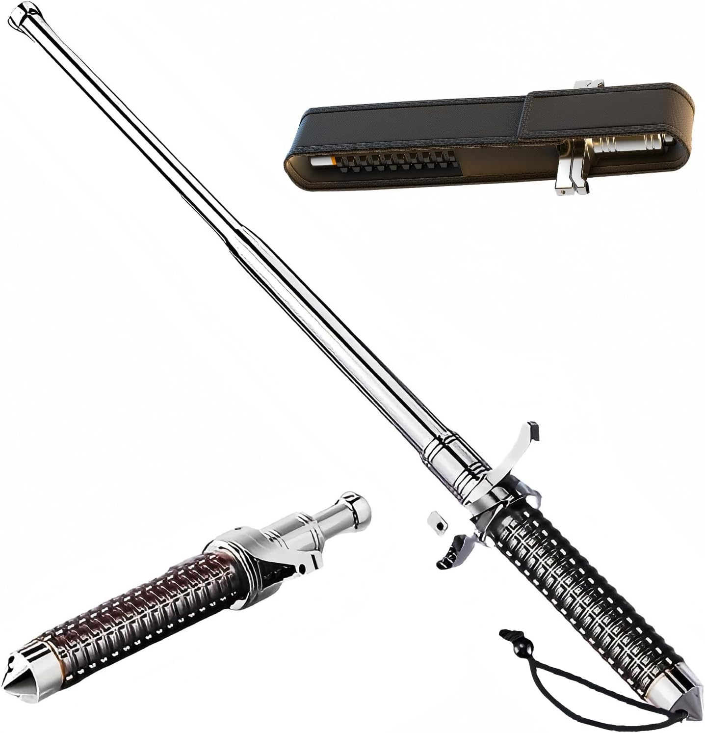 OUHINFU Collapsible Hiking Poles, Telescopic Trekking Pole, 32"/78Cm Extended Length, Anti-Slip Grip with Carry Bag, Ultralight for Hiking, Camping, Mountaining, Backpacking, Walking (Titanium Black) image number 2