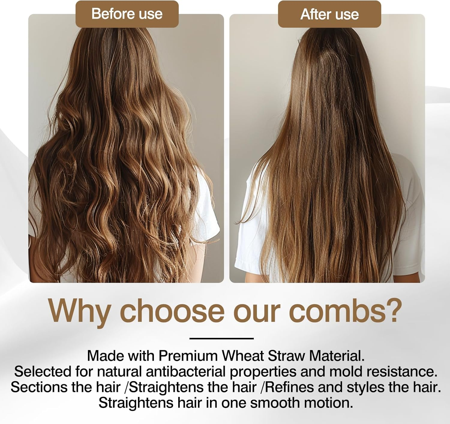 V-Shaped Hair Straightener Comb &ndash; Portable Wheat Straw Hairdressing Tool for Styling & Straightening, DIY Hairdressing Tool image number 5