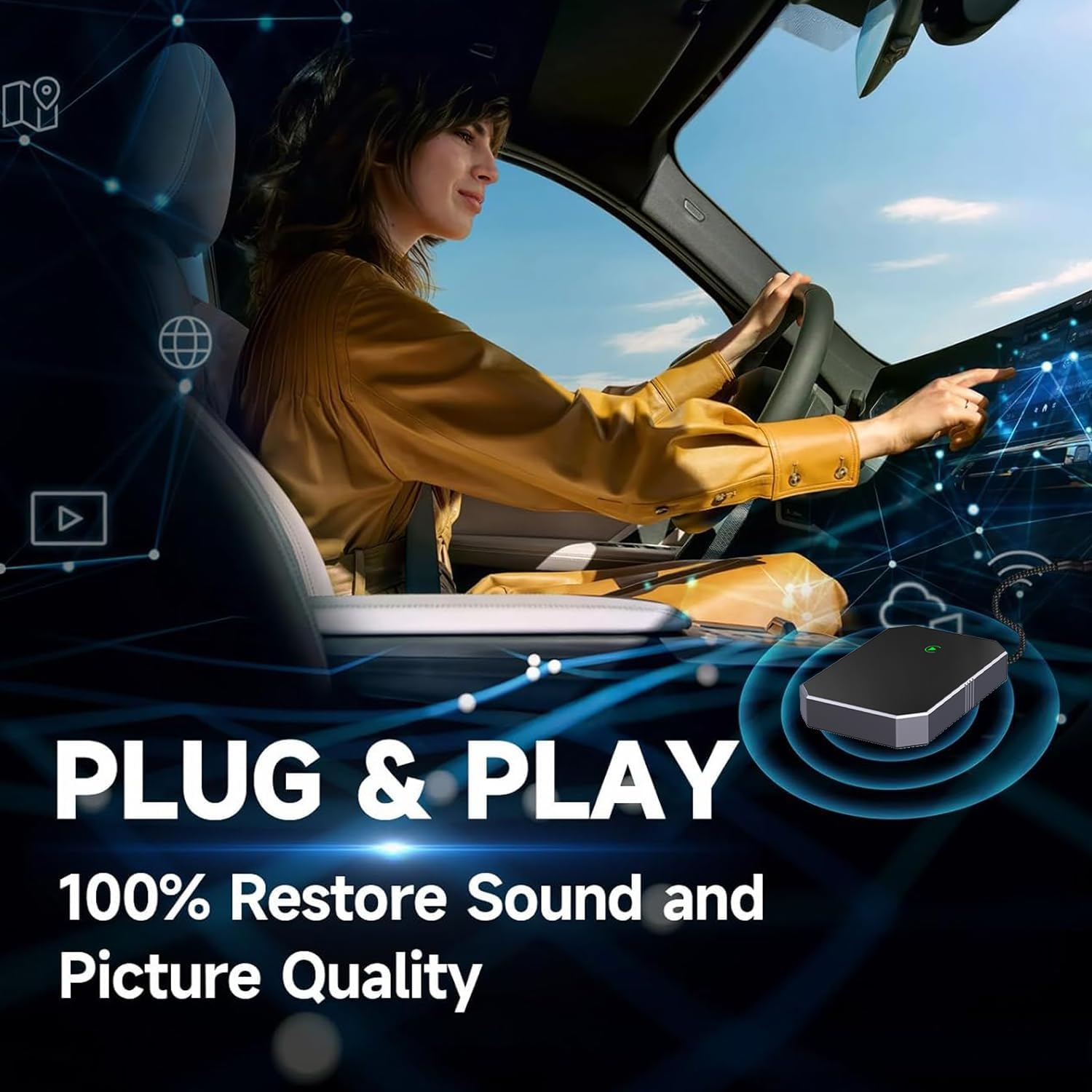 Wireless Carplay Adapter for Apple - Stable Fast Connection for Convert Factory Wired to Wireless Carplay Dongle Cars for Iphone - No Latency from Ios 10+ to Screen W/Usb C