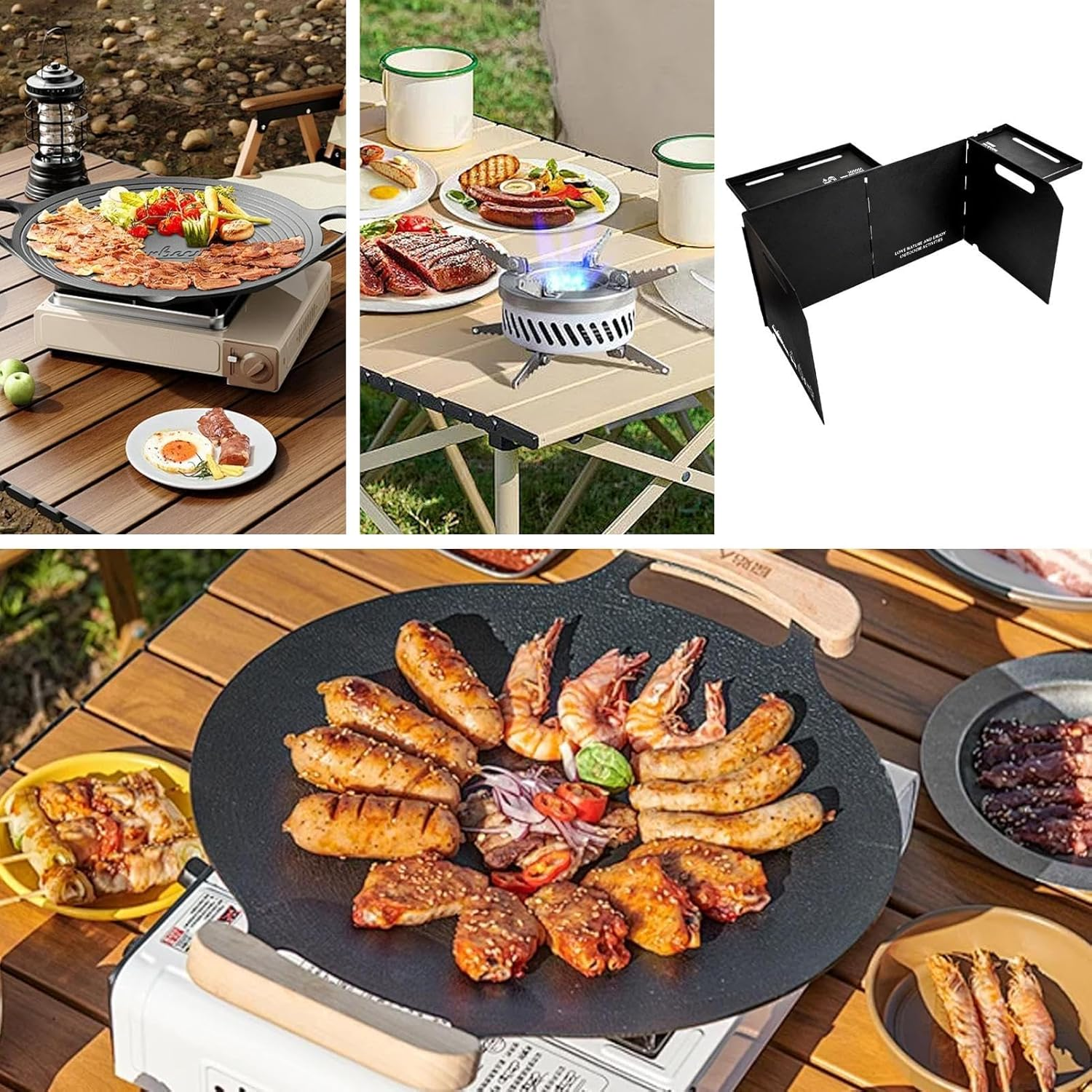 Camping Stove Windscreen - Foldable Stove Shield,Portable Windshield Tools with Storage Bag, Outdoor Cooking Burner Wind Shade for Camping Hiking Picnic Cooking image number 4