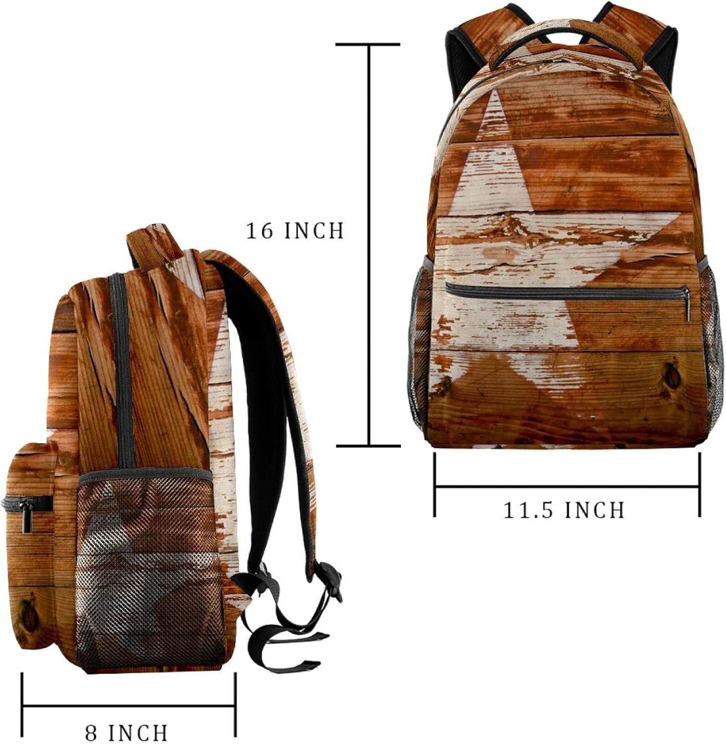 Faded Wood and Star Backpack Students Shoulder Bags Travel Bag College School Tote Backpacks