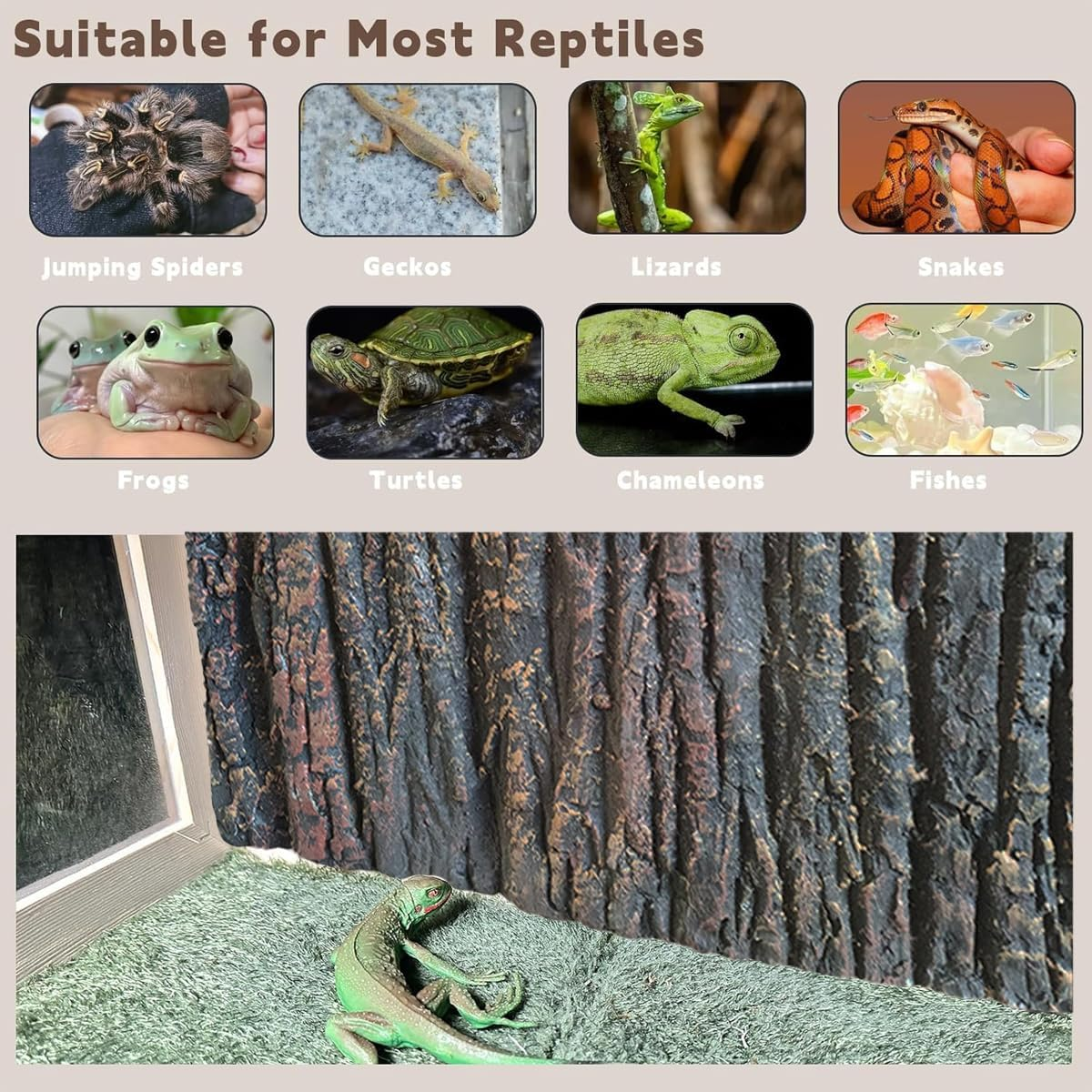 AIMALL 3D Aquarium Background Board - 17.7 X 11.02 Inches Realistic Rock Design, Decorative Fish Tank Landscape, Turtle Tank and Reptile Box Background - 2 image number 5