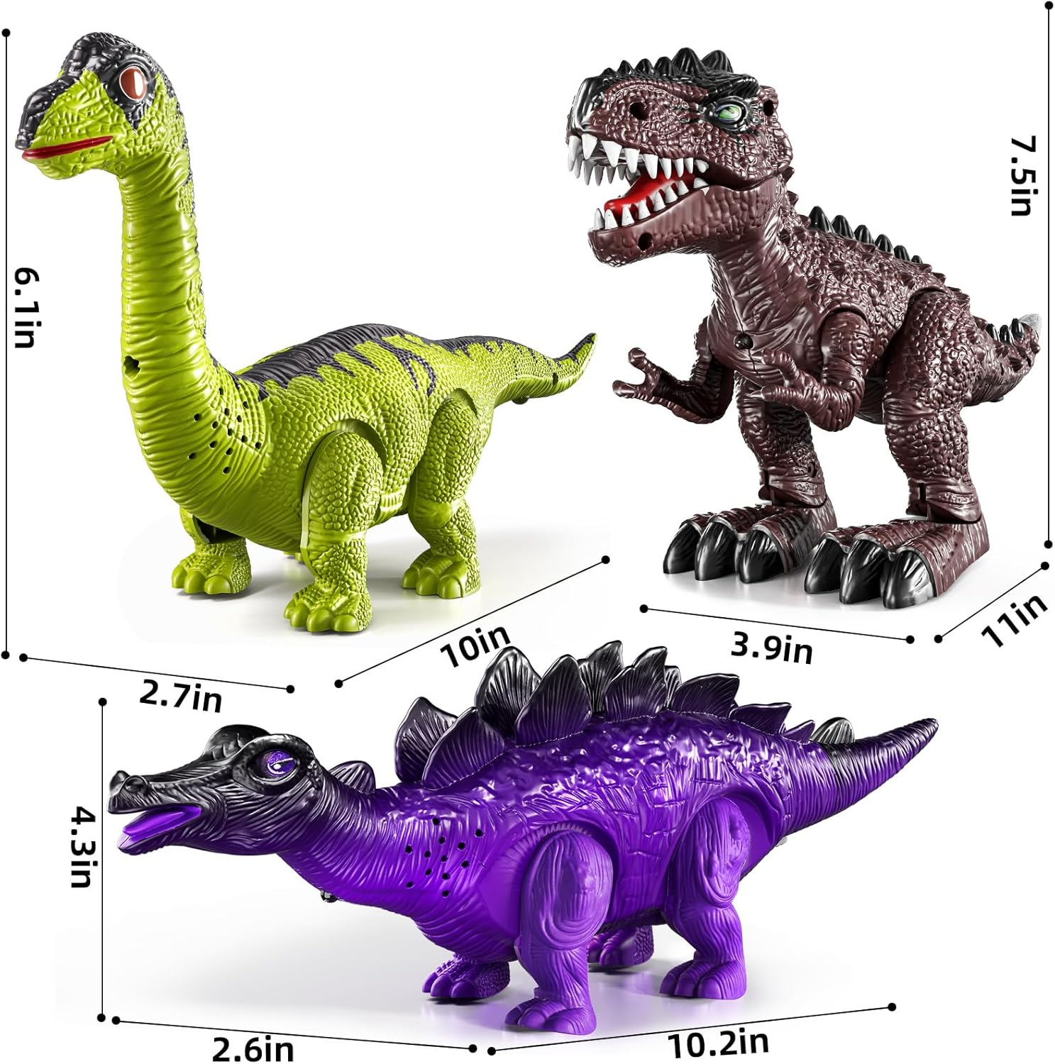JUKUDAHU Electronic Walking Dinosaur Toys for Kids 3 4 5 6 7 8 Years Old - Dinosaur Figures for Boys 4-7 5-7, Toddler Dinosaur for Kids 3-5 with Sound Light, Dinosaur Set, Birthday Gifts Boys Girls image number 5