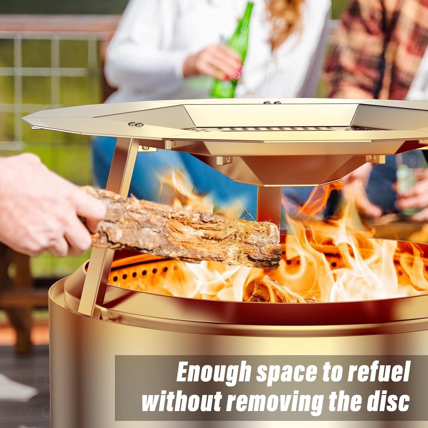 Heat Deflector for Solo Stove Bonfire 19.5", 304 Stainless Steel Portable Heat Diffuser with Handle&Leg Accessory for Bonfire Fire Pit Captures/Redirects Warmth for Solo Stove Accessories image number 3