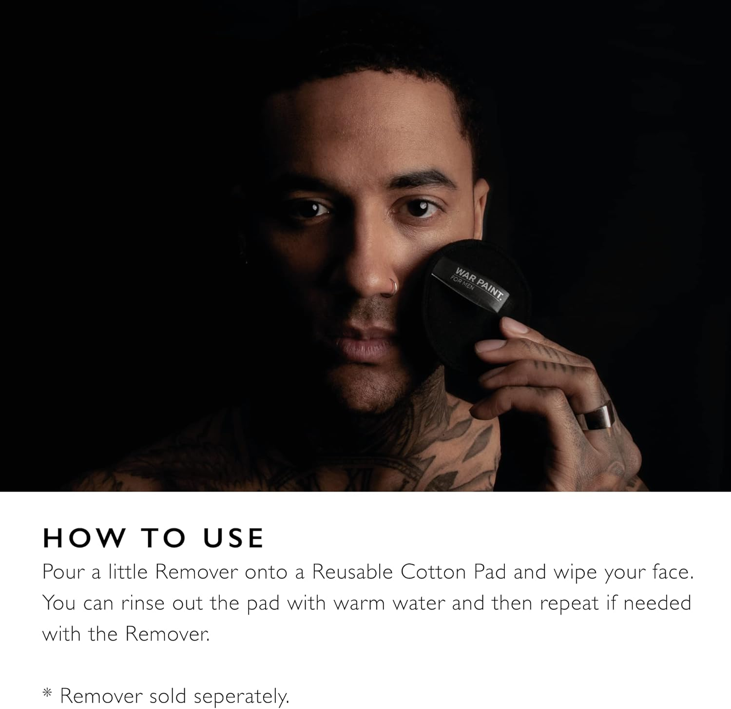 War Paint Reusable Bamboo & Cotton Makeup Remover Pads for Men (Pack of 8) image number 6