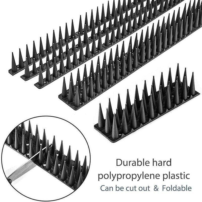 AIMALL 12X Bird Spikes Human Cat Possum Mouse Pest Control Spiked Fence Wall Deterrent, 17.72 X 1.77 X 1.38 Inches, Black