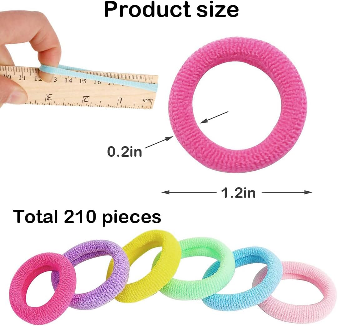 Aililong Pack of 210 Girls Hair Bobbles 3 Cm Colourful Ponytail Hair Band Elastic Hair Bands for Children Girls image number 4
