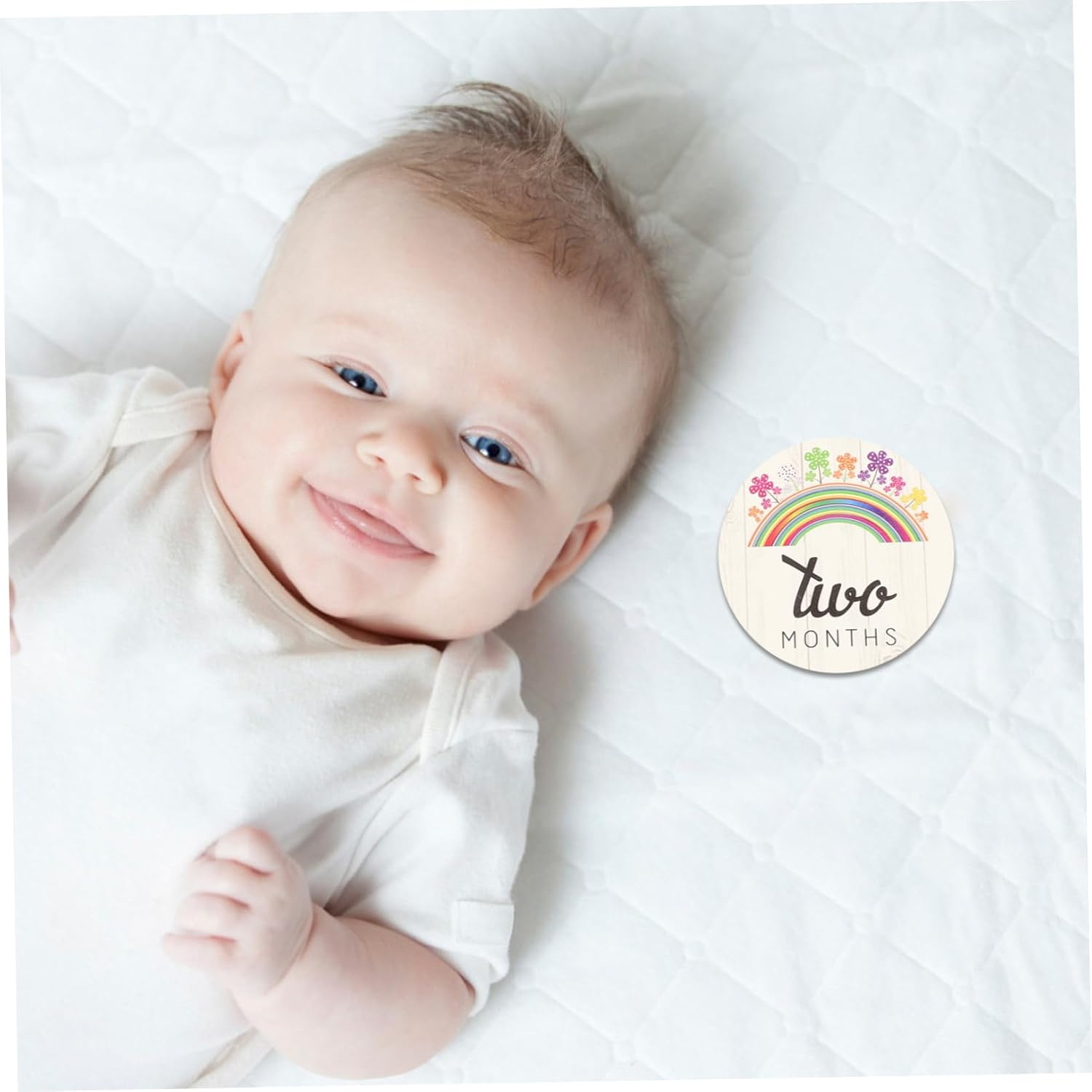 14Pcs Wooden Monthly Milestone Cards for Newborns Year Gifts Milestone Cards Supplies image number 1