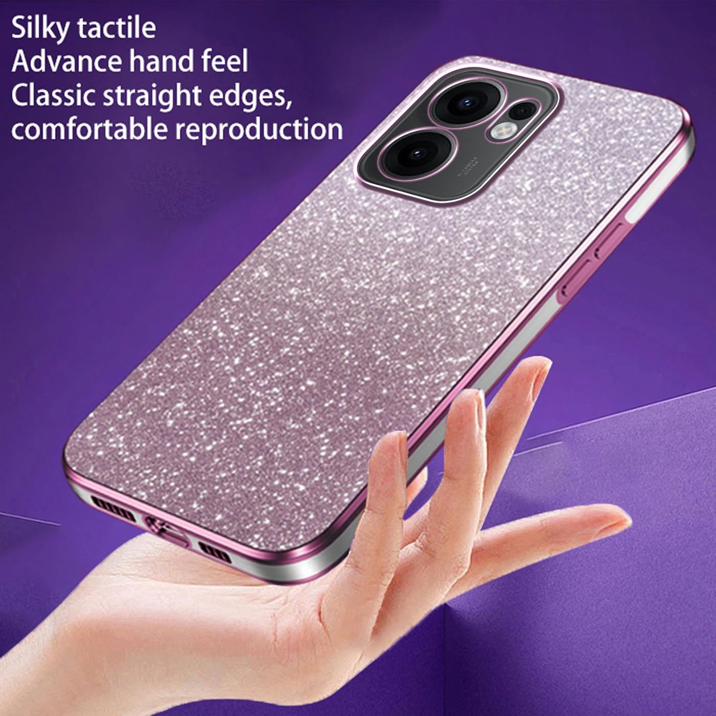 Panxcase Glitter Case for Oppo Reno 13 F 5G/4G - Transparent Glitter Girls Women Elegant Mobile Phone Case Transparent Bling Ultra Thin Shockproof Protective Case (Pink) image number 6