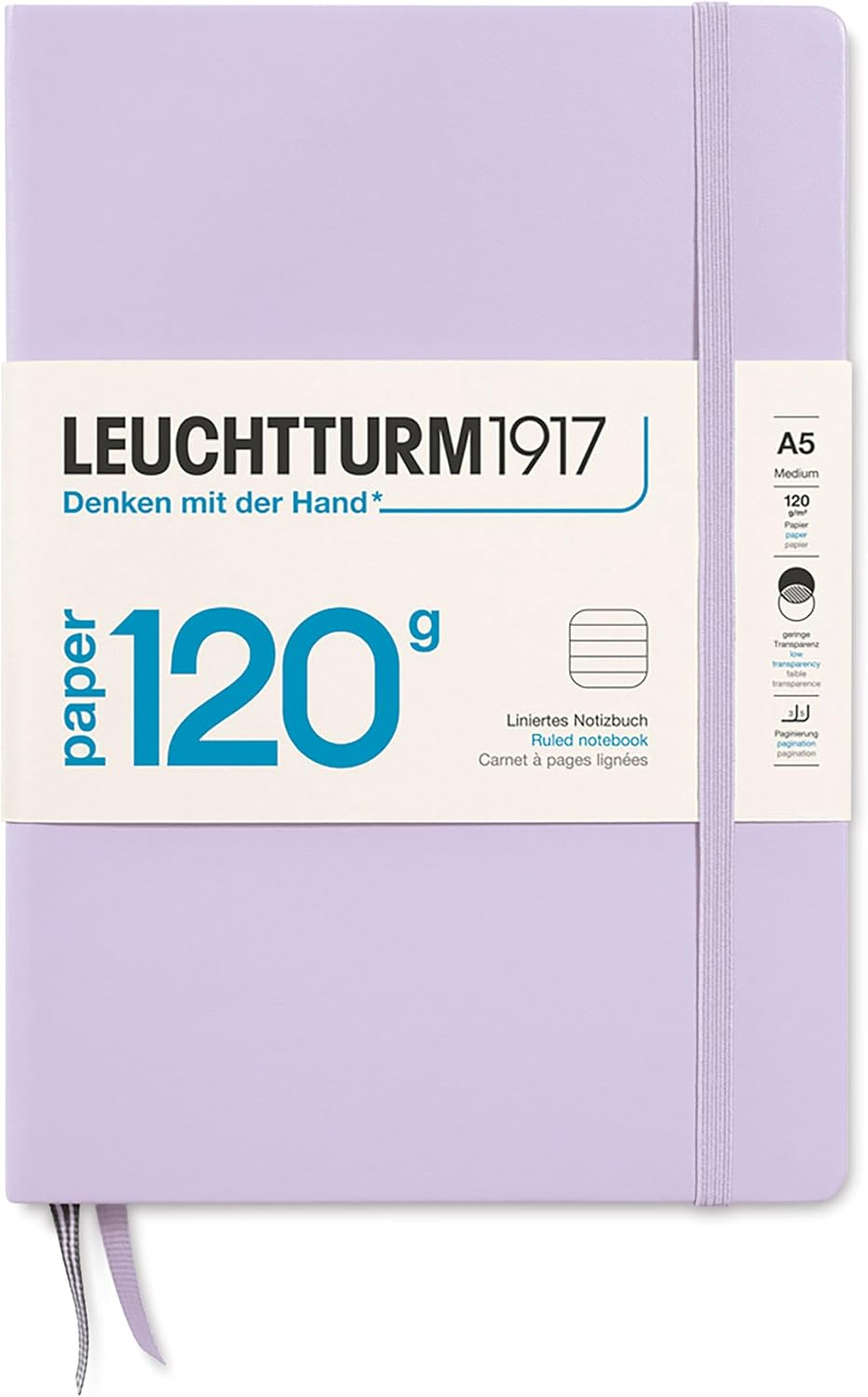 LEUCHTTURM1917 370338 Notebook Medium (A5) 120 G/M&sup2; Paper Edition, Hardcover, 203 Numbered Pages, Lilac, Dotted