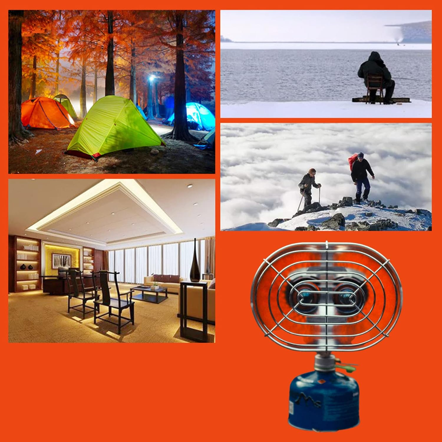 Portable Heater for Camping - Copper Alloy Aluminum Alloy Stainless Steel Heater - High Temperature Resistant Efficient Outdoor Heater for Fishing Travel Hiking Camping Buniq image number 6