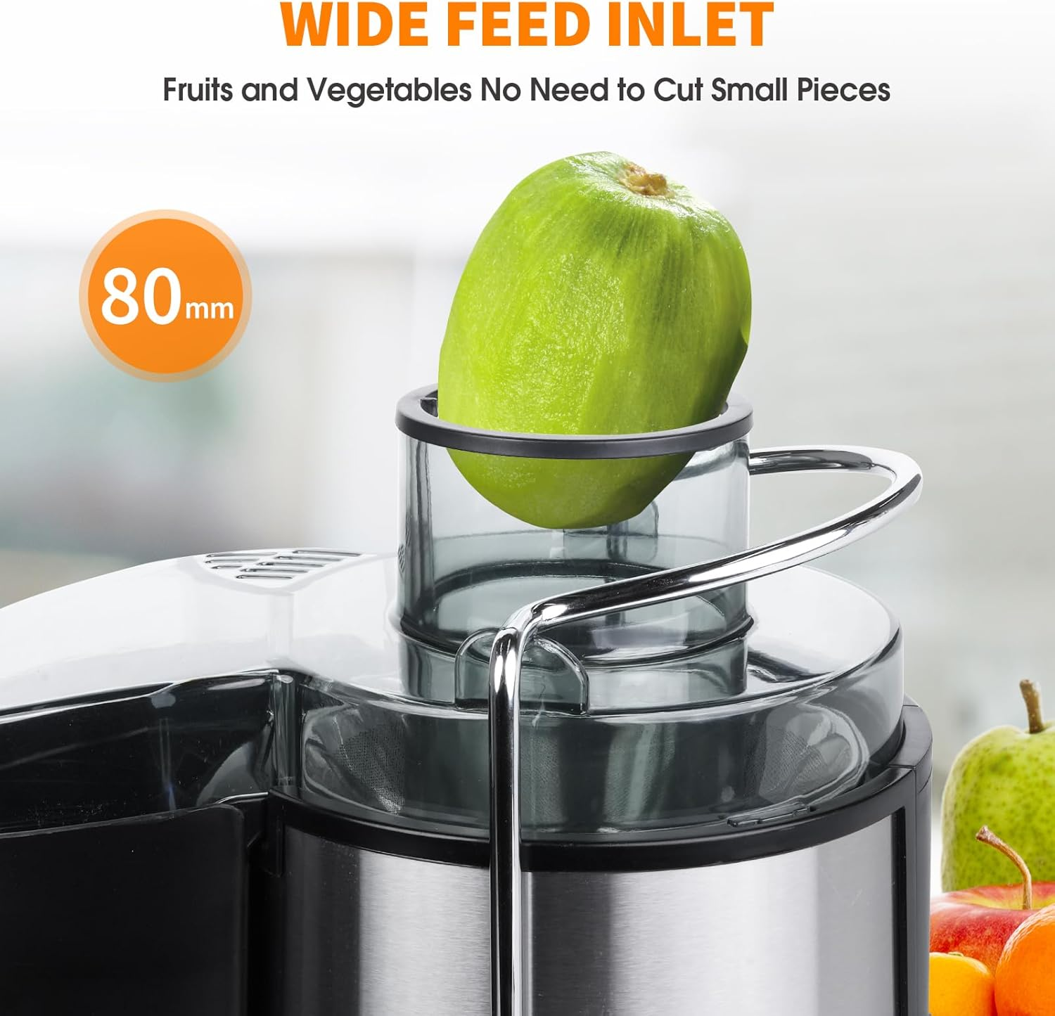 Juicer Machine, 800W Centrifugal Juicer Extractor with Wide Mouth 3.15&rdquo; Feed Chute, LCD Touch Control, Easy to Clean, Stainless Steel, Bpa-Free (Black)