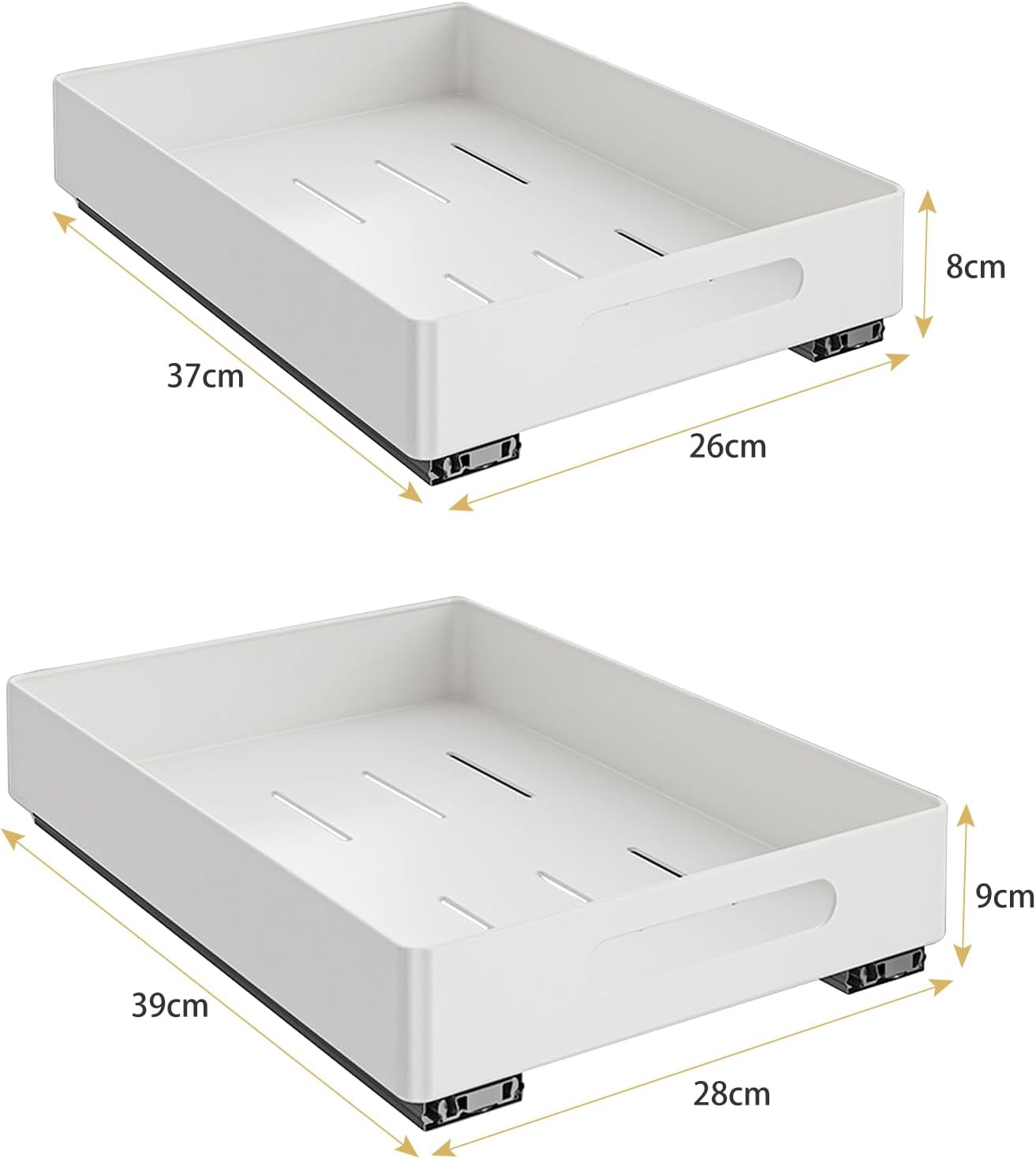 2 Pack Pull Out Cabinet Organizer, Adhesive Slide Out Drawer for Cabinets, Peel and Stick Pull Out Drawer Shelves, Multifunctional Drawer Organizers for Kitchen, Pantry, Bathroom, Bedroom (White) image number 5