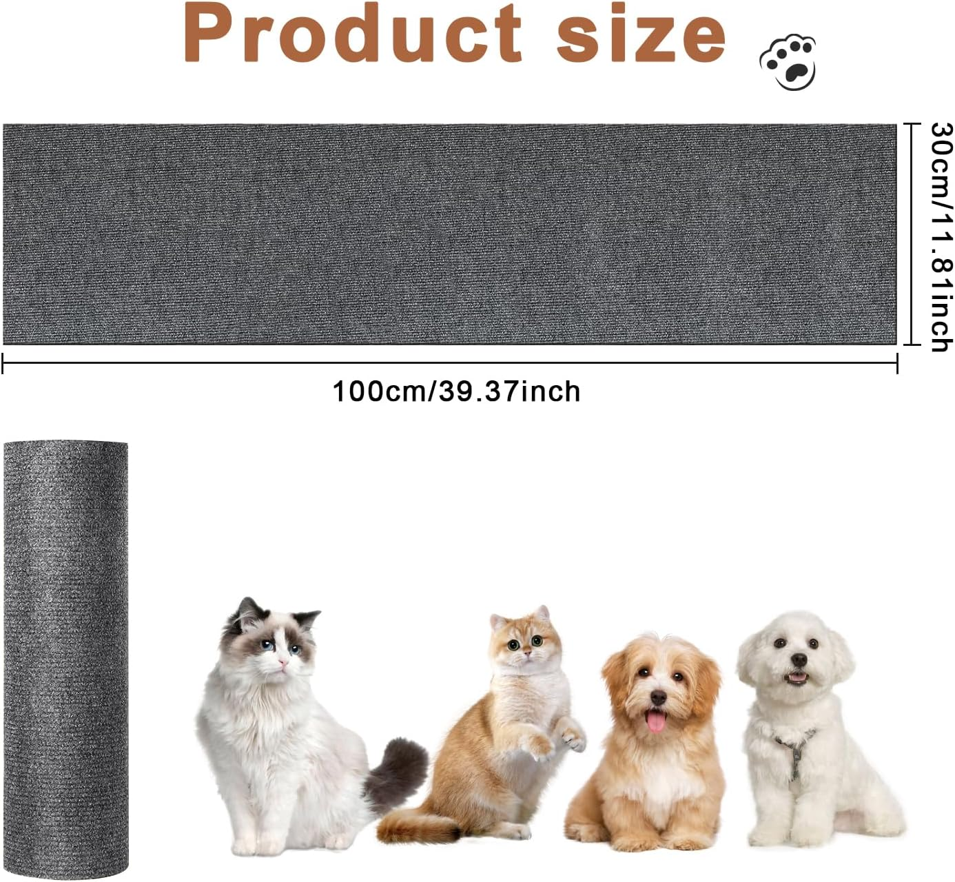 Self-Adhesive Cat Scratching Mat, 200 Cm X 60 Cm, Cut to Size, Cat Scratch Protection, for Sofa Furniture Doors, to Prevent Cat Scratches and Protect Carpets and Walls (Light Grey) image number 6