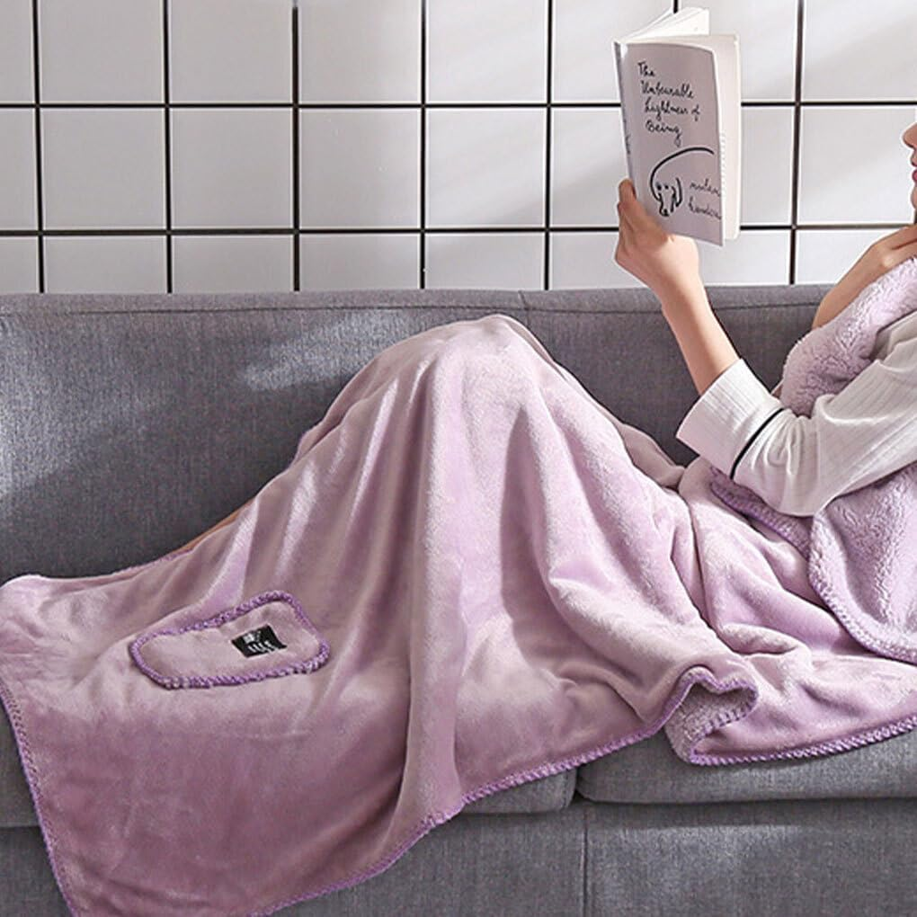 Lightweight and Breathable Womens Shawl Blanket for All Seasons Soft Wool Shawl Blanket with Pockets Polyester, Blue - Blue image number 1