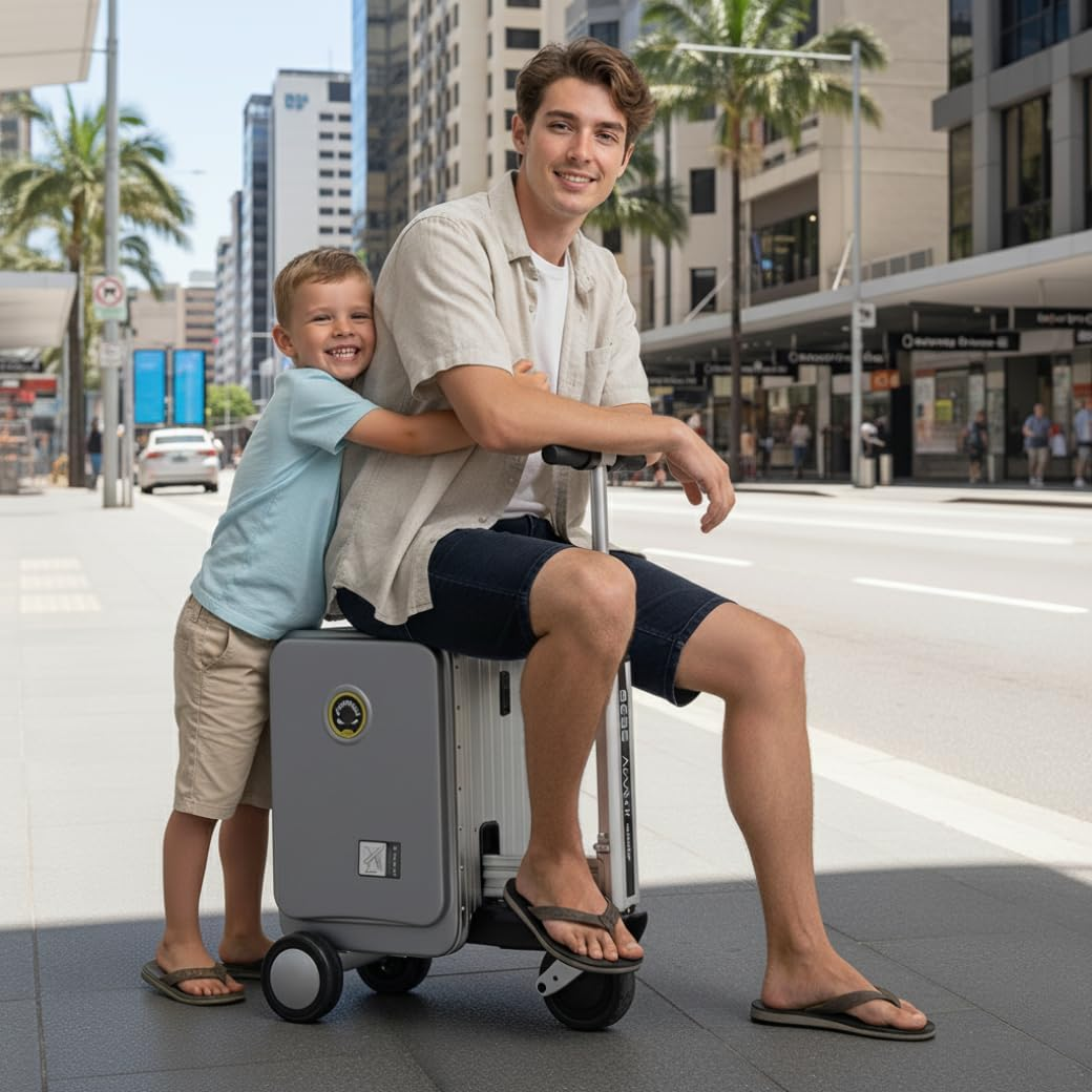Airwheel SE3S Electric Scooter Suitcase - Silver | 20L Innovative Travel Luggage, Motorized Electric Luggage Scooter for Effortless Travel with Removable Battery (Official Dealer in Australia)
