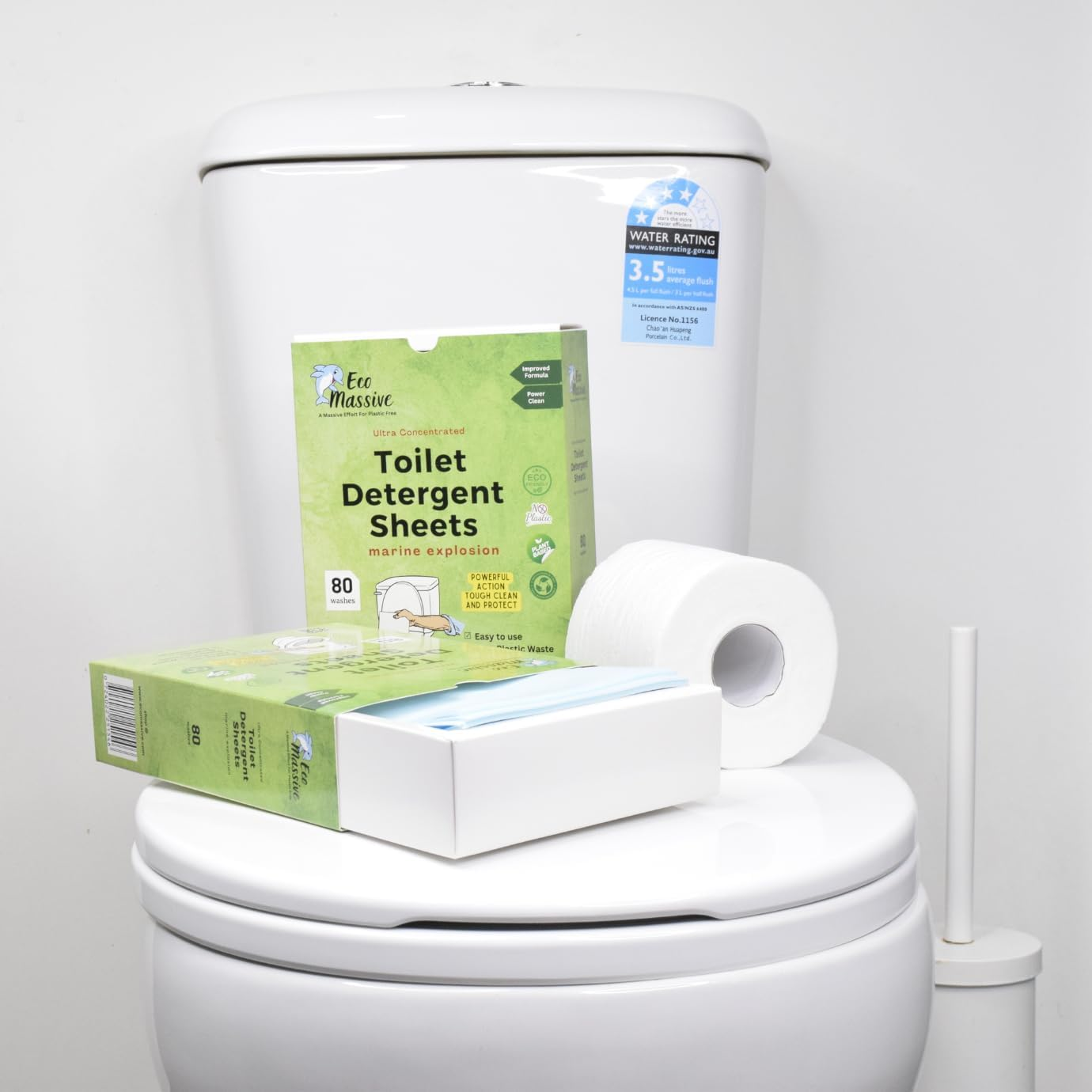 Toilet Cleaning Sheets/Eco-Strips. Eco Massive'S Eco-Friendly Ultra Concentrated Plastic-Free Packaging, for Refreshing and Effective Toilet Cleaning- 80 Washes, Marine-Explosion Fragrance image number 4