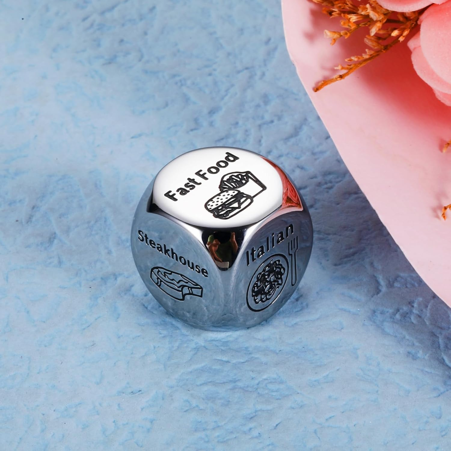 Stocking Stuffers for Women Men Adults, Christmas Gag Gifts for Women Men, Funny White Elephant Gifts Steel Food Decision Dice, Anniversary Valentines Day Gifts for Him Her Couple Girlfriend Boyfriend image number 1