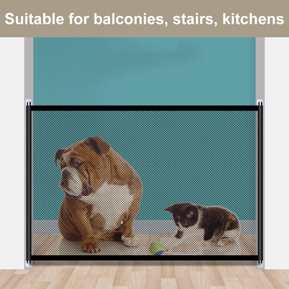 Stair Safety Gate Dog Door Safety Gate No Drilling Barrier Dog Baby Barrier Safety Gate Stairs Dog Barriers Child Safety Gate Mesh Gate Barrier for Pets 100 X 78 Cm image number 1