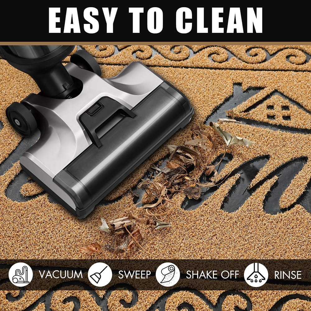 Yimobra Welcome Front Door Mat, Heavy Duty Easy Clean Doormat Indoor Outdoor, Waterproof Quick Dry Floor Mat for Home, Garage, Hign Traffic Areas, Non Slip, Low Profile, 29.5X17 Inches, Yellow image number 5