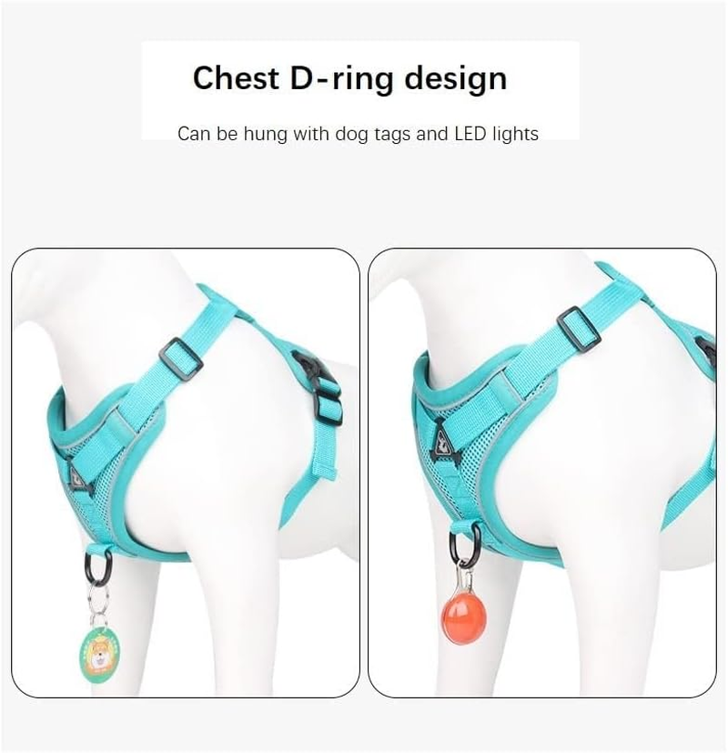 Air-Mesh Breathable Chest Harness, Dog Harness with Lead, Soft, Adjustable, Reflective, Anti-Pull Dog Harness, Adjustable Puppy Harness for Medium, Small, Large Dogs (XL)