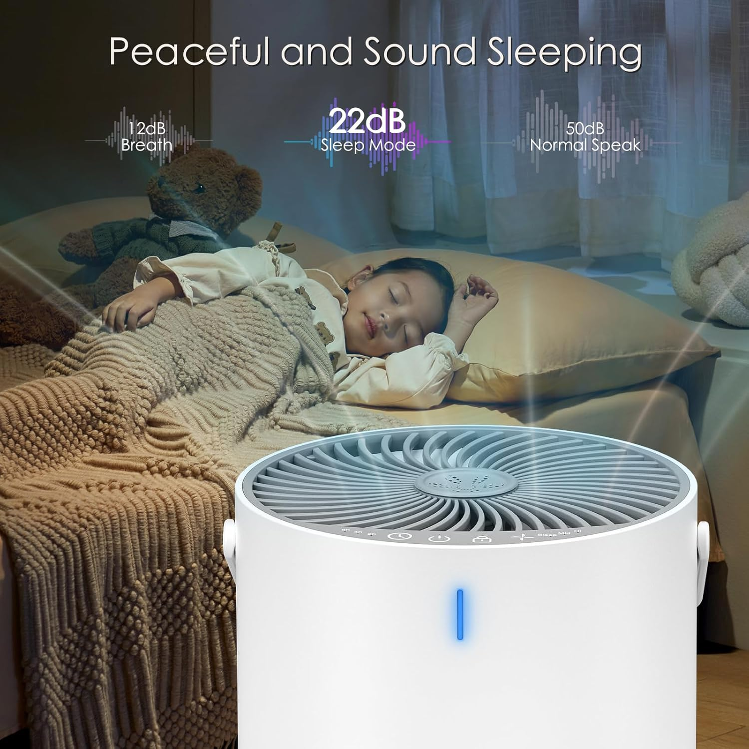 Poat Air Purifier for Bedroom, Air Cleaner for Large Rooms up to 92㎡, True HEPA with Fragrance Release & Activated Carbon Filter, Timer Sleep Mode 28Db Quiet, Captures 99.97% Smoke Pet Pollen, White image number 1