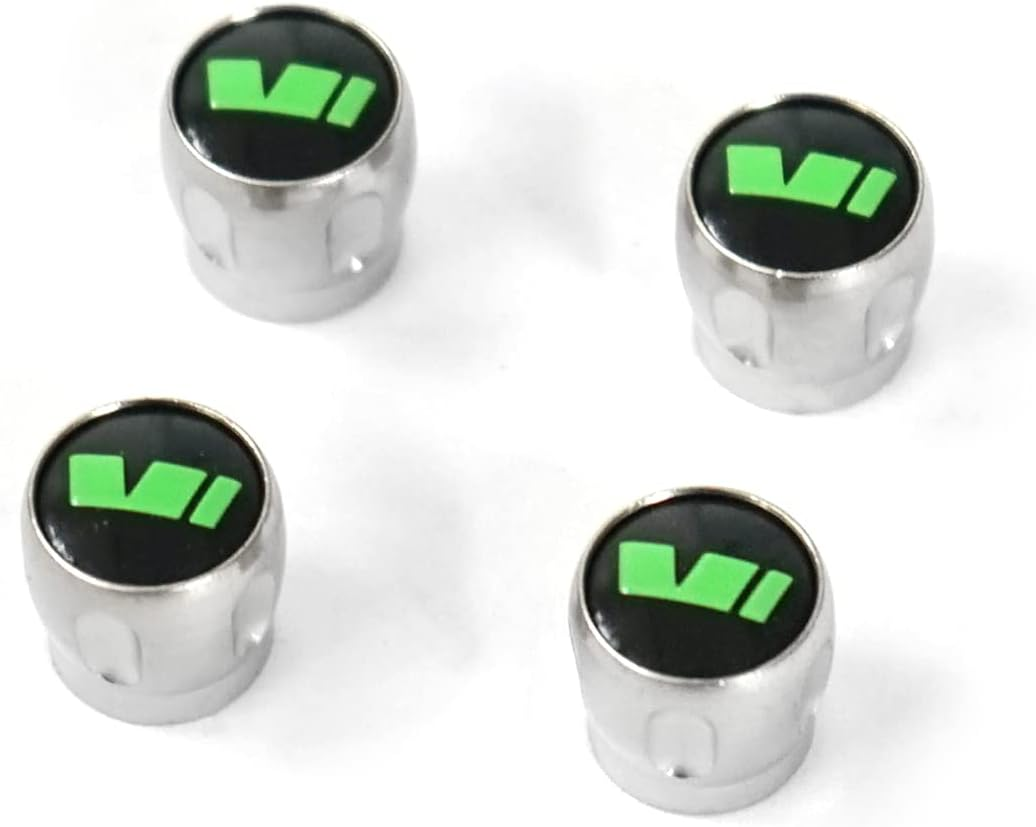 Skoda 000071215H Valve Caps Motorsport VRS Caps Tyre Valves Black/Green image number 1
