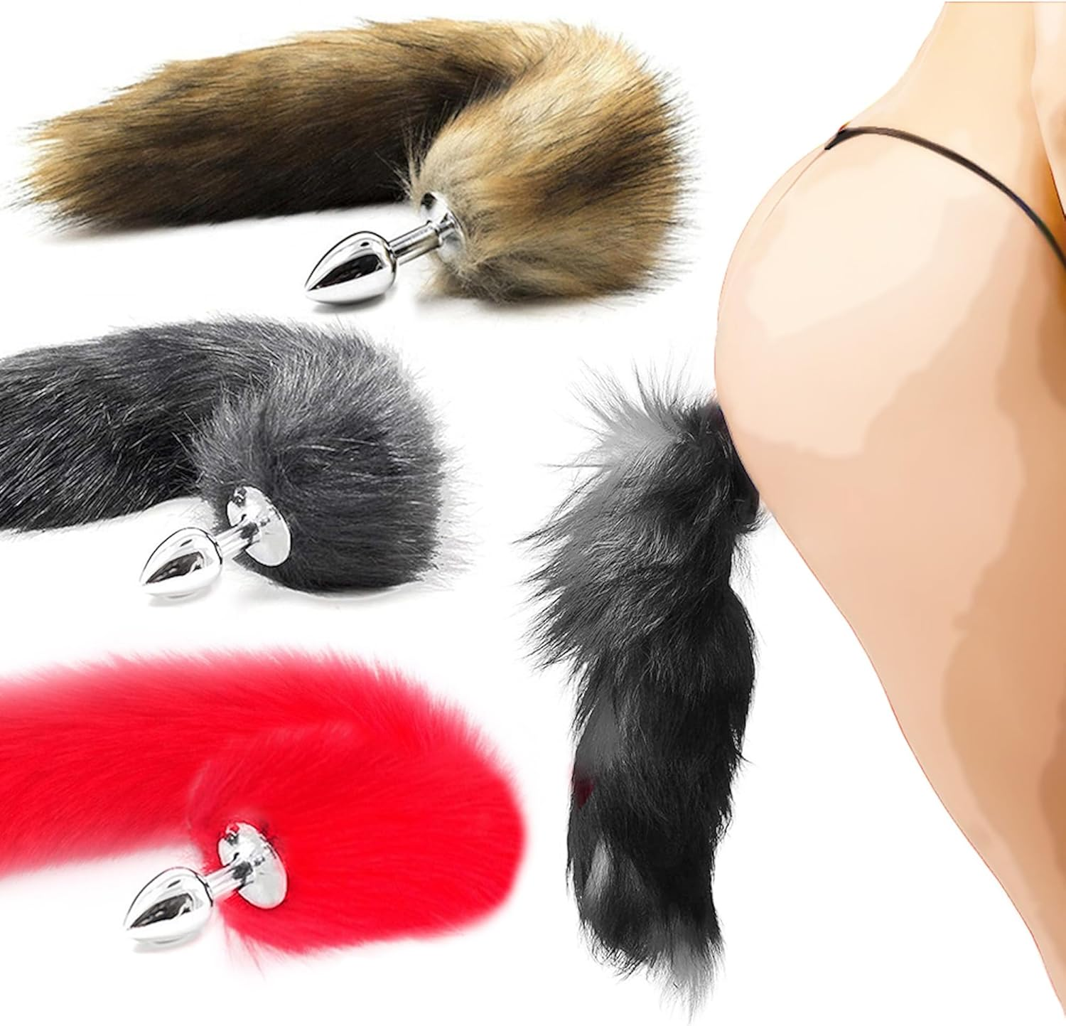 Sexy Fox Tail Cosplay Anal Plug Anal Butt Plug Adult Sex Toys for Women Men Couple Stainless Steel Anal Plug (Brown) image number 3
