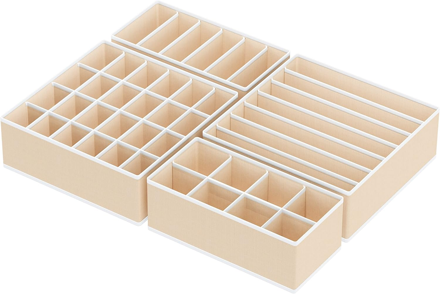 Simplehouseware Closet Underwear Organiser Drawer Divider 4 Set, Beige - Black image number 7