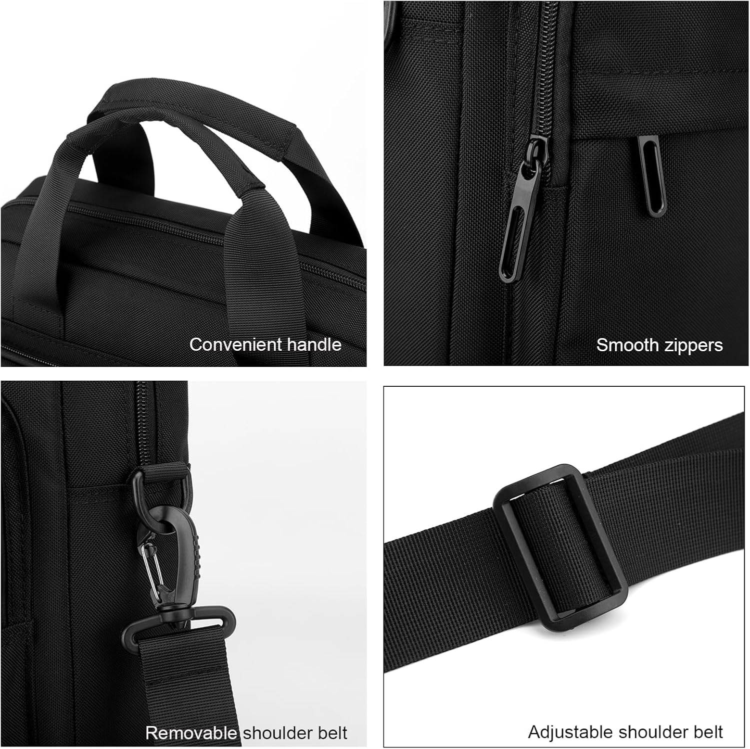 Men'S Messenger Bag A4 Nylon Large Shoulder Bag Business Waterproof Casual Black Crossbody Bag for Work Travel Outdoor, Black image number 3