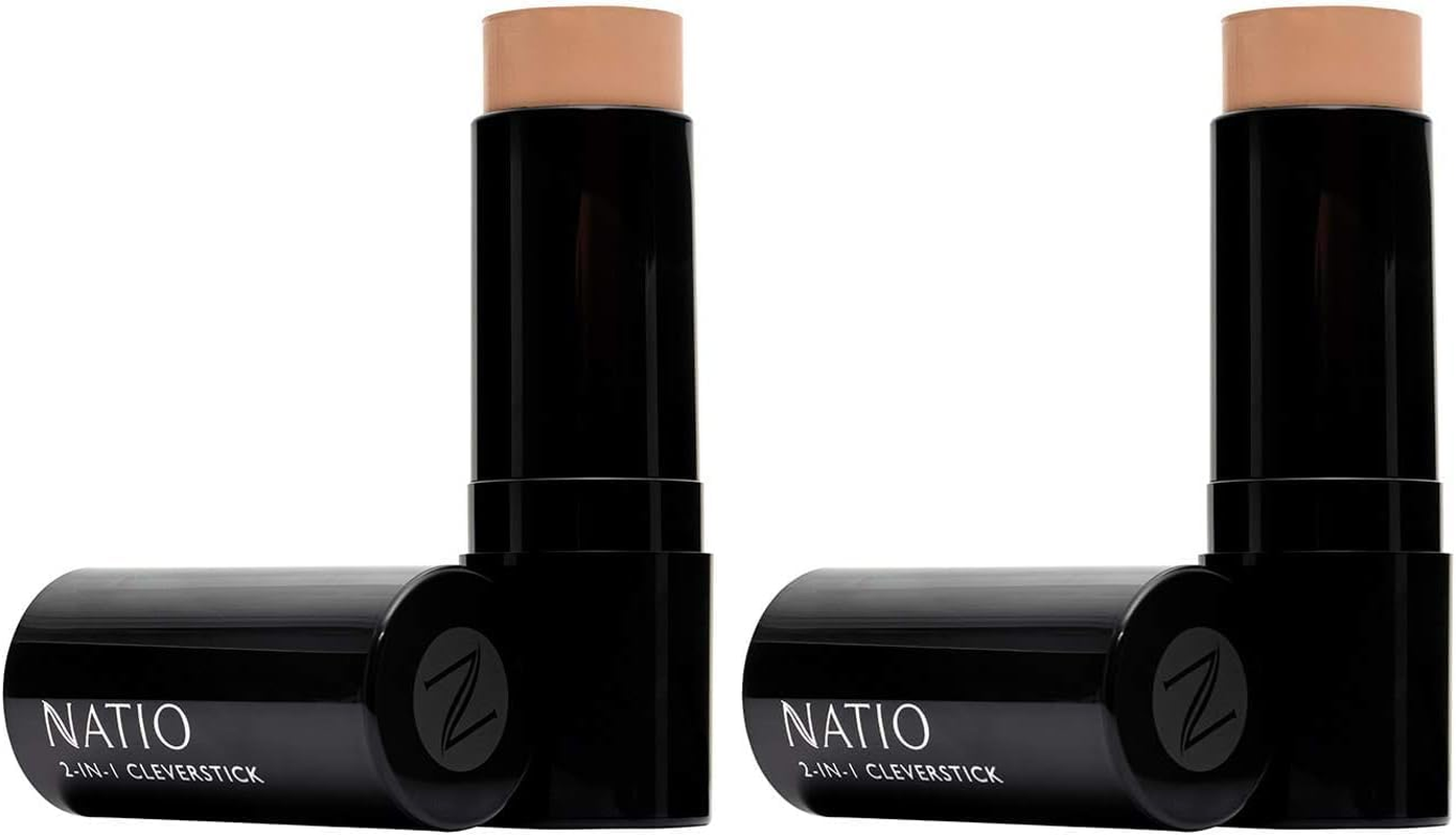 Natio Australia Cleverstick 2-In-1 - Natural 15G - Full Coverage Cream Stick Foundation - Natural Finish, Formulated with Coconut Oil & Kaolin Clay, Cruelty Free