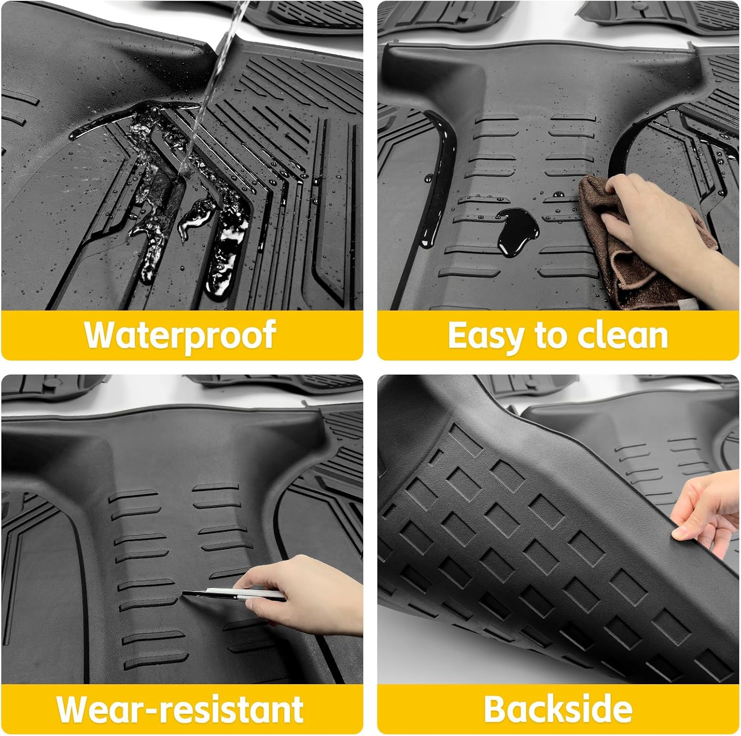 JTYZSM Truck Floor Mats for 2019-2025 Chevy Silverado/Gmc Sierra 1500 & 2020-2025 Silverado/Sierra 2500HD/3500HD Crew Cab, All-Weather Non-Slip Floor Liners(1St & 2Nd Row) image number 1