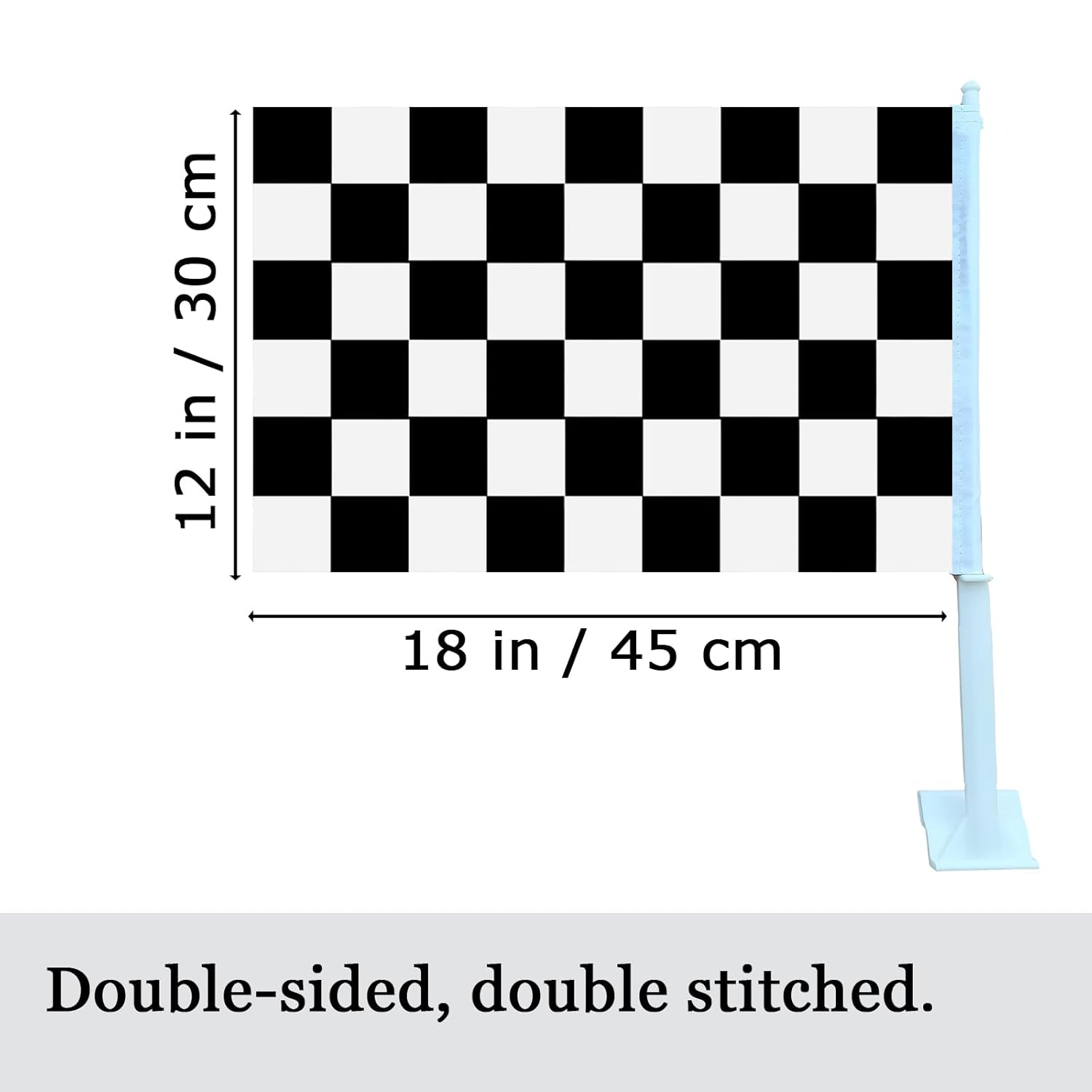 National Car Flag Countries Auto Flag with Window Clip Flagpole Mount Double Sided Printed Car Flags Vehicle Decor (Checkered) image number 4