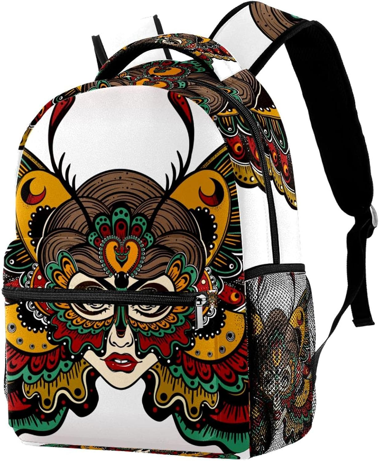 The Girl Face with Butterfly Wings in Old School Style Backpack Students Shoulder Bags Travel Bag College School Tote Backpacks image number 2