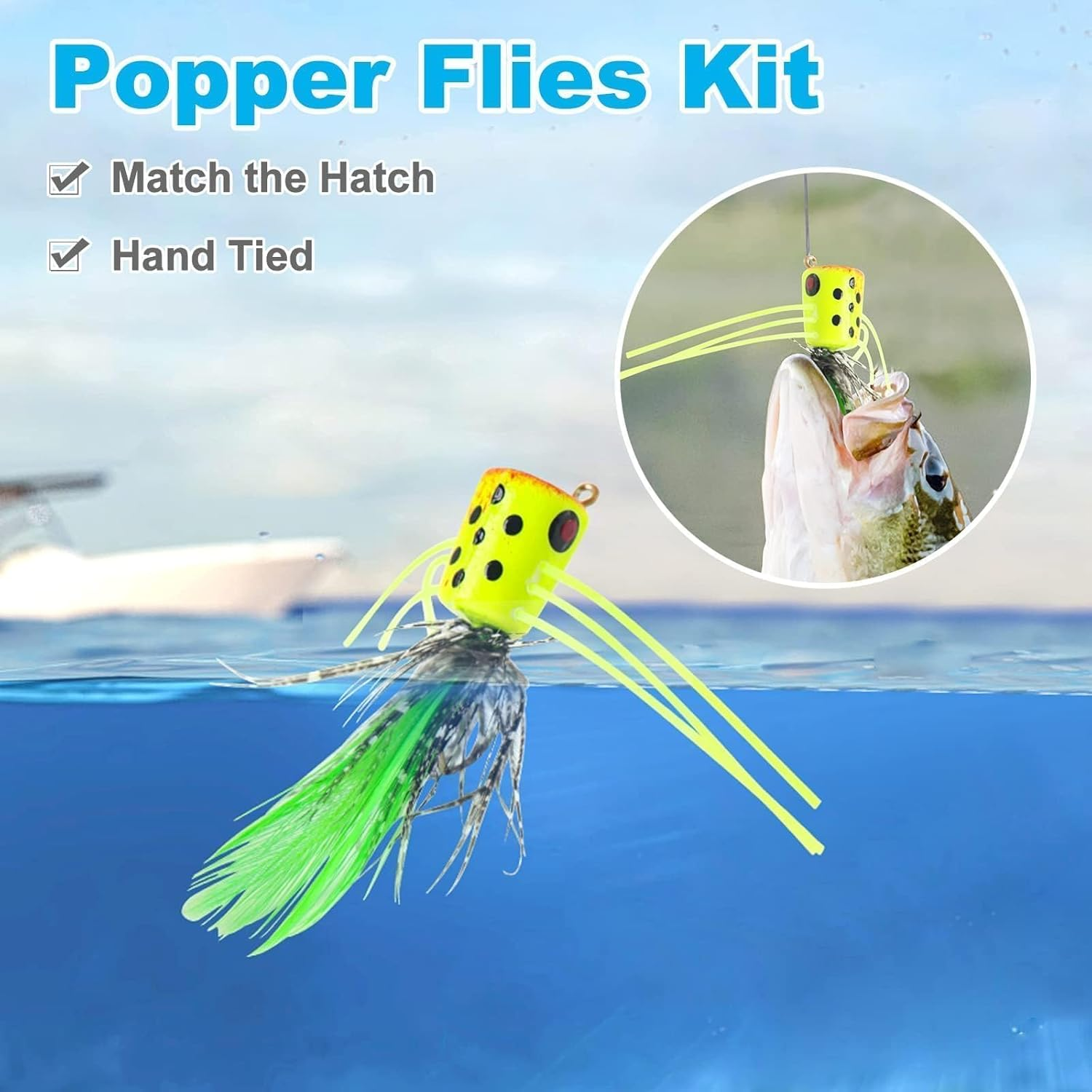 Ansnbo Fly Fishing Poppers Flies for Trout Bass Salmon Panfish Bluegill Crappie Fly Popper Lures - Transparent image number 2
