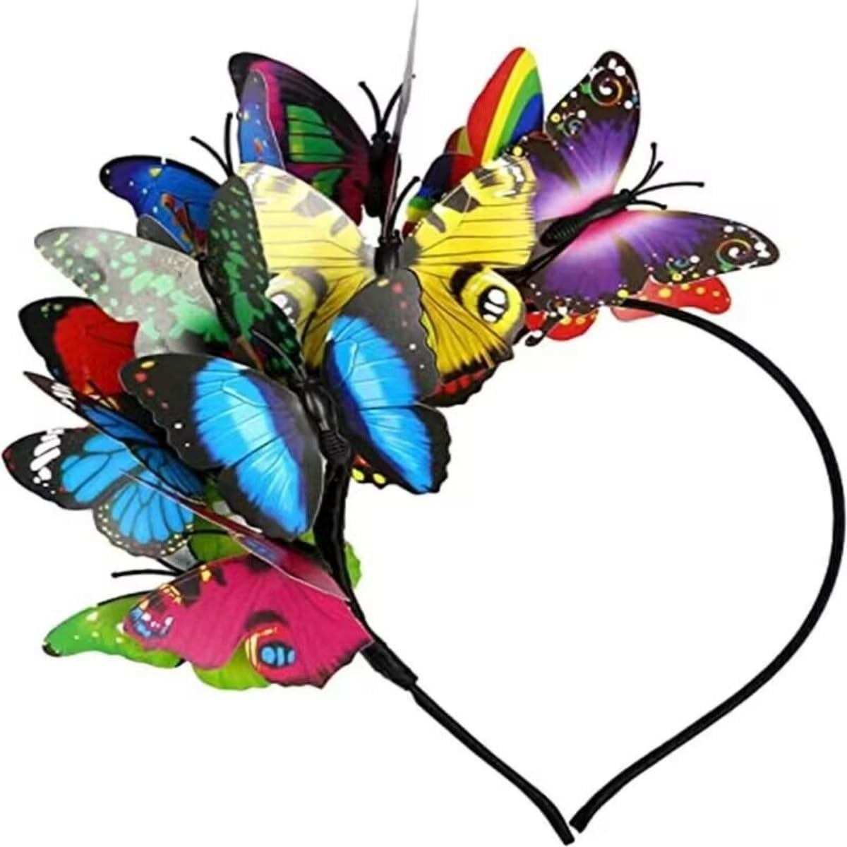 Costume Bay Butterfly Headband Headpiece Hair Accessory Hairband Cute Headwear Ornament Colorful Band Whimsical Hair Jewelry Motif Trendy Nature-Inspired Christmas (Purple, ONE) - Hot Pink image number 5