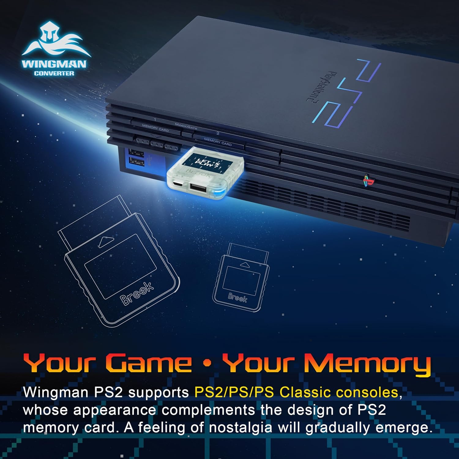 Brook Wingman PS2 Converter for Xbox 360/Xbox One/Xsx|S/Xbox Elite 1&2/Ps5/Ps4/Ps3/Switch Pro Controller to PS2/PS/PS Classic - Clear Edition image number 3