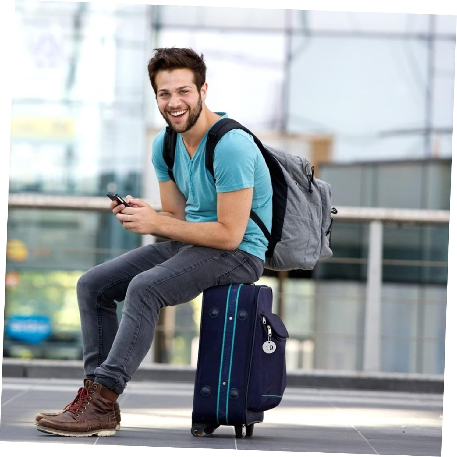 LALADEFIEE 20Pcs Travel Tags Key Classification Tags Key Ring Labels Stainless Steel Plate image number 6