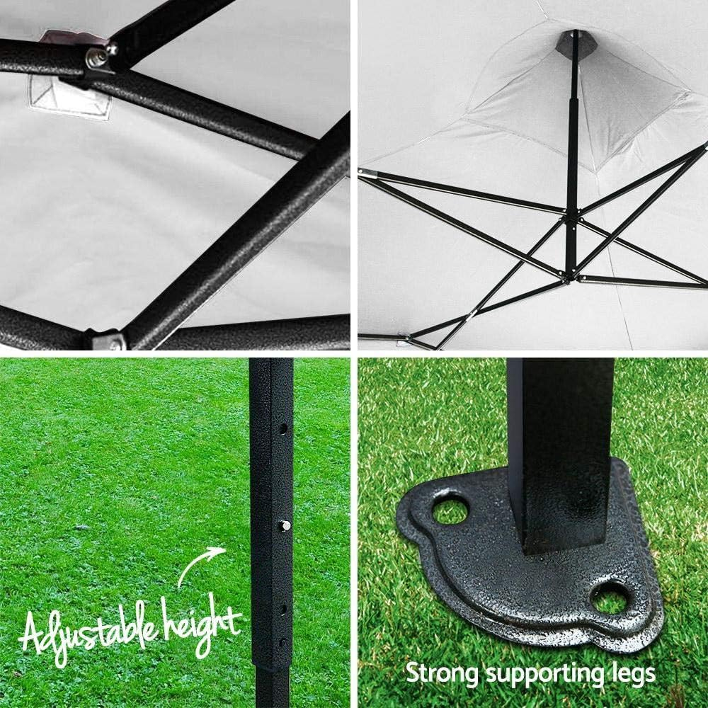 Instahut Gazebo 3X3, Pop up Camping Tent Marquee Folding White Gazebos Garden Outdoor Wedding Party Canopy Patio, Water Resistant and UV PU Coating