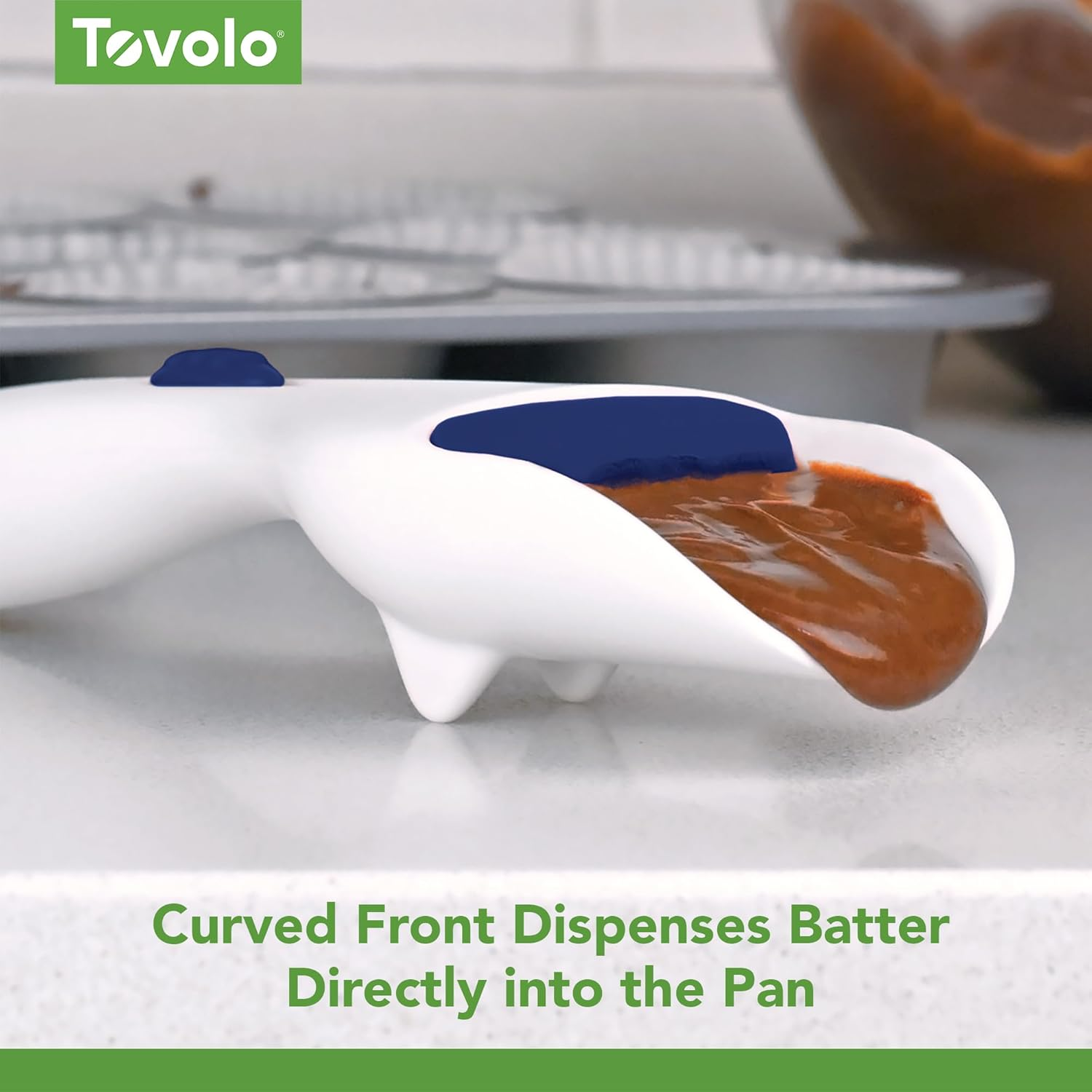Tovolo Quick Mix Hand Beater Batter Blender, Perfect for Beating Eggs, Mixing Batter or Emulsifying Dressings, Mess-Free Pour, Non-Slip Base, Etched Measurements, BPA Free, Dishwasher Safe Cupcake Scoop One Size White image number 2