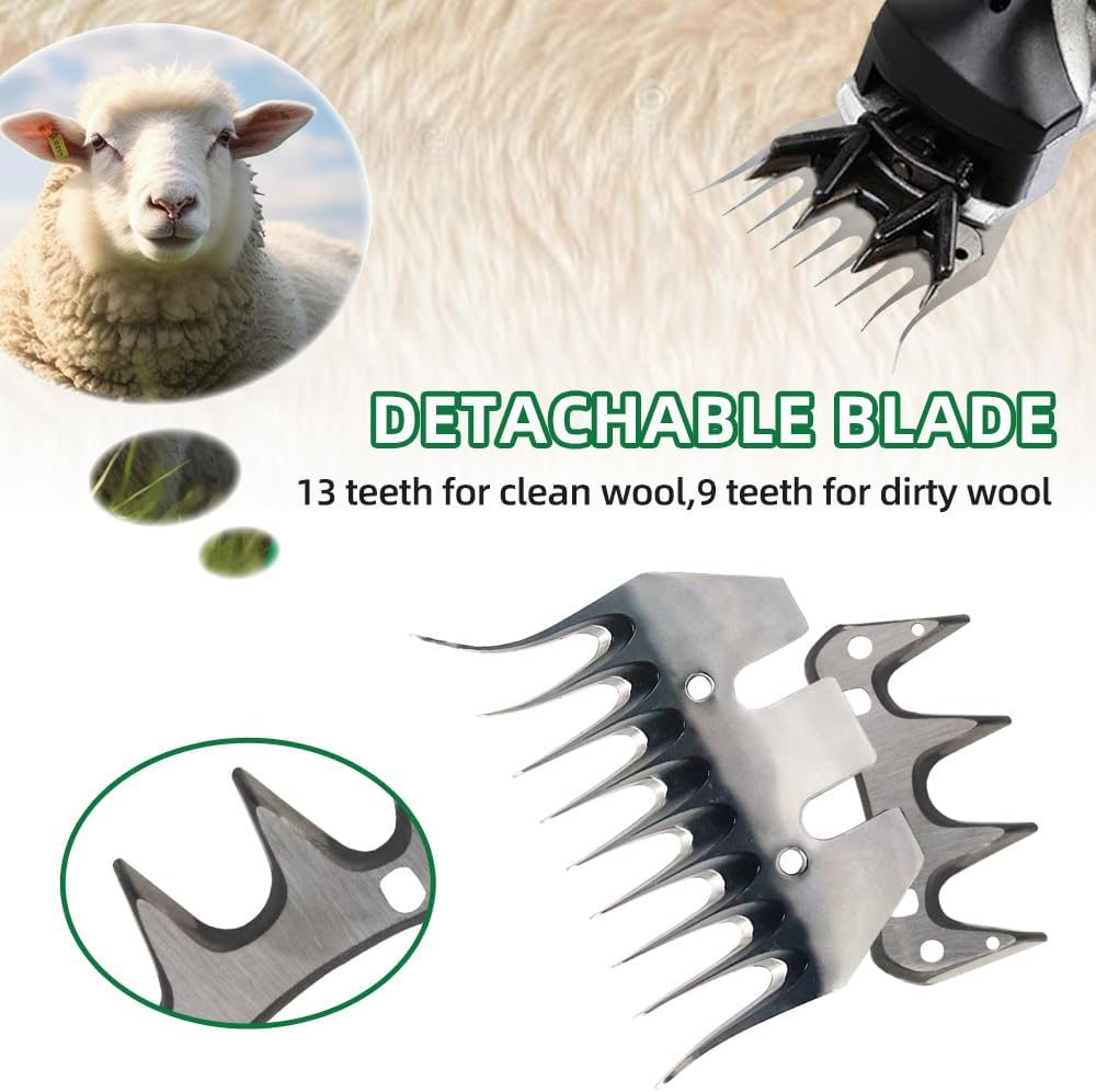 Sheep Shears Blades 9-Tooth Wool Shearing Comb and Cutter Blade Set for Alpaca Goats Wool Cutter Grooming Trimmer(9T Scimitar+Front Blade) image number 5