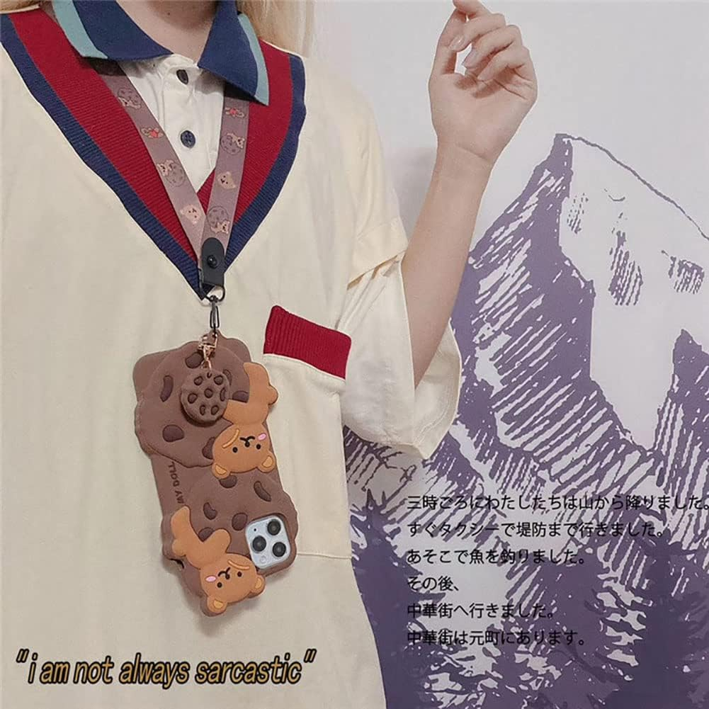 Yatchen Bear Case for Iphone 13,Cute Cookie Bear Kawaii Phone Cases 3D Cartoon Cover with Keychain Strap Lanyard Funny Women Girls Soft Silicone Protector for Iphone 13 image number 6