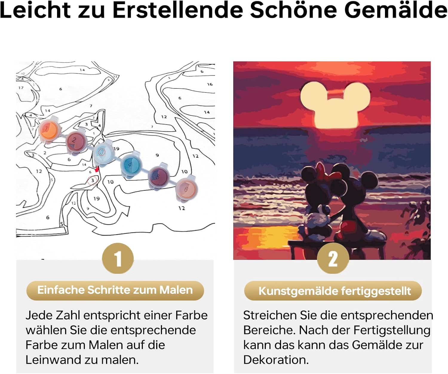 QDUODUO Painting by Numbers Children Adults 40 X 50 Cm Large Cartoon Anime Mickey Mini Mouse Painting Craft Set with Canvas Brushes Acrylic Pigment, DIY Painting Craft Kit for Boys Girls from 6 Years