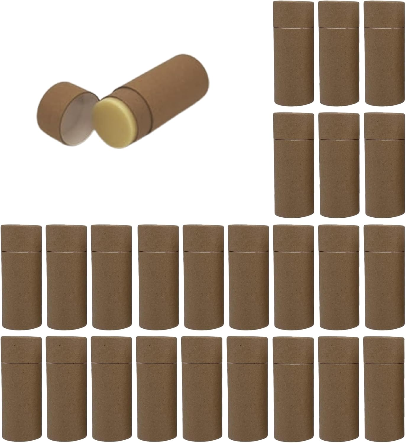 Greenway 2.5Oz / 70G Kraft Paperboard Deodorant Tubes with Lids - 25 Pack Solid Perfume Refillable DIY Cosmetic Containers - Deodorant Containers Lotion Tubes Empty Holder Kraft - White