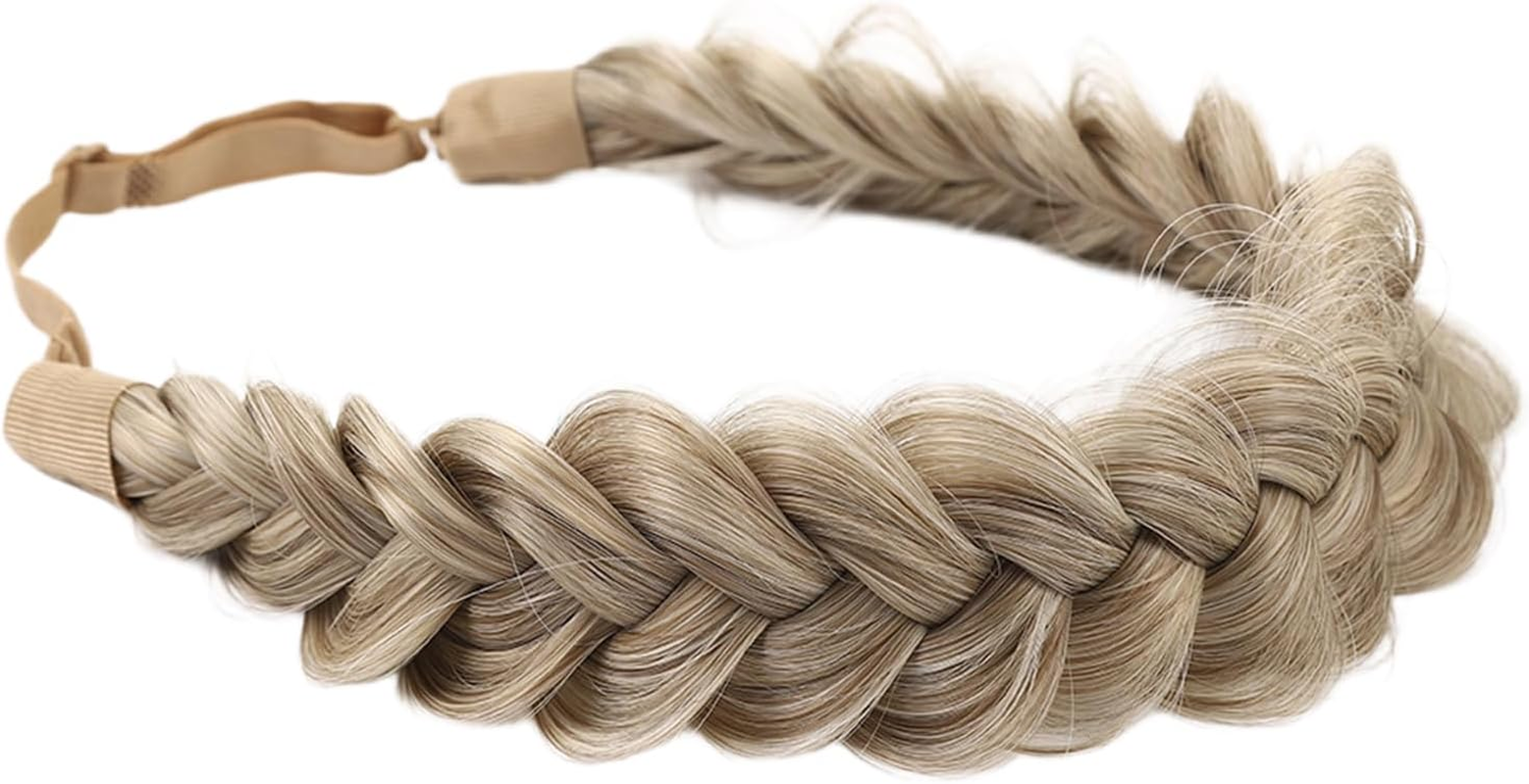 HTTDSLF Wide Messy Synthetic Hair Braided Hair Band, Synthetic Hair Braided Headband, Classic Elastic Hair Band for Women and Girls Wedding, for Wedding, Bavaria, Oktoberfest image number 3